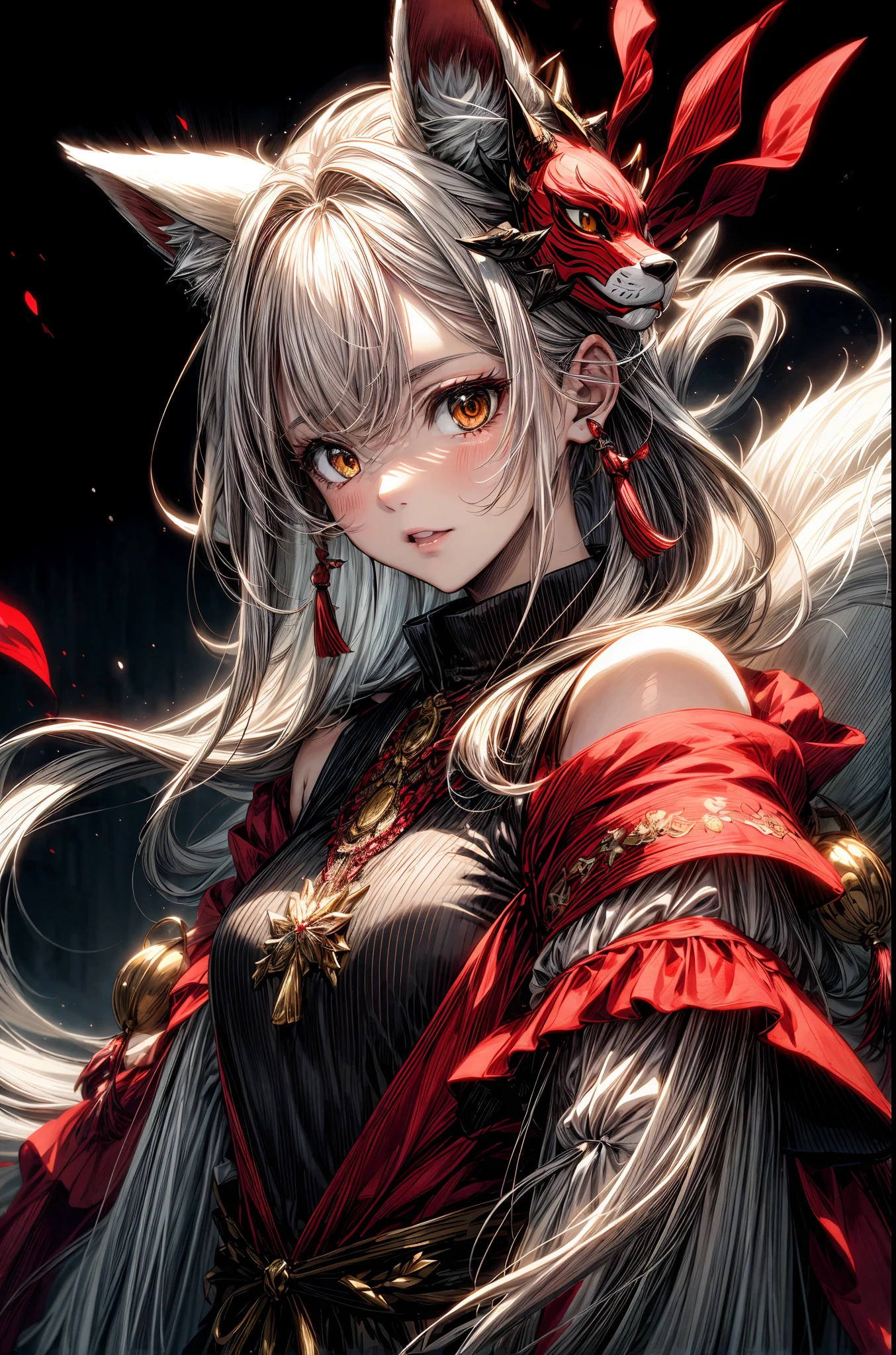 Anime girl with long white hair and horned red cloak, anime style 4 k, Detailed Digital Anime Art, Anime art wallpaper 8k, anime art wallpaper 4k, anime art wallpaper 4k, badass anime 8 K, 4k anime wallpaper, 8k high quality detailed art, anime wallpaper 4 k, anime wallpaper 4k, 4 k manga wallpaper
