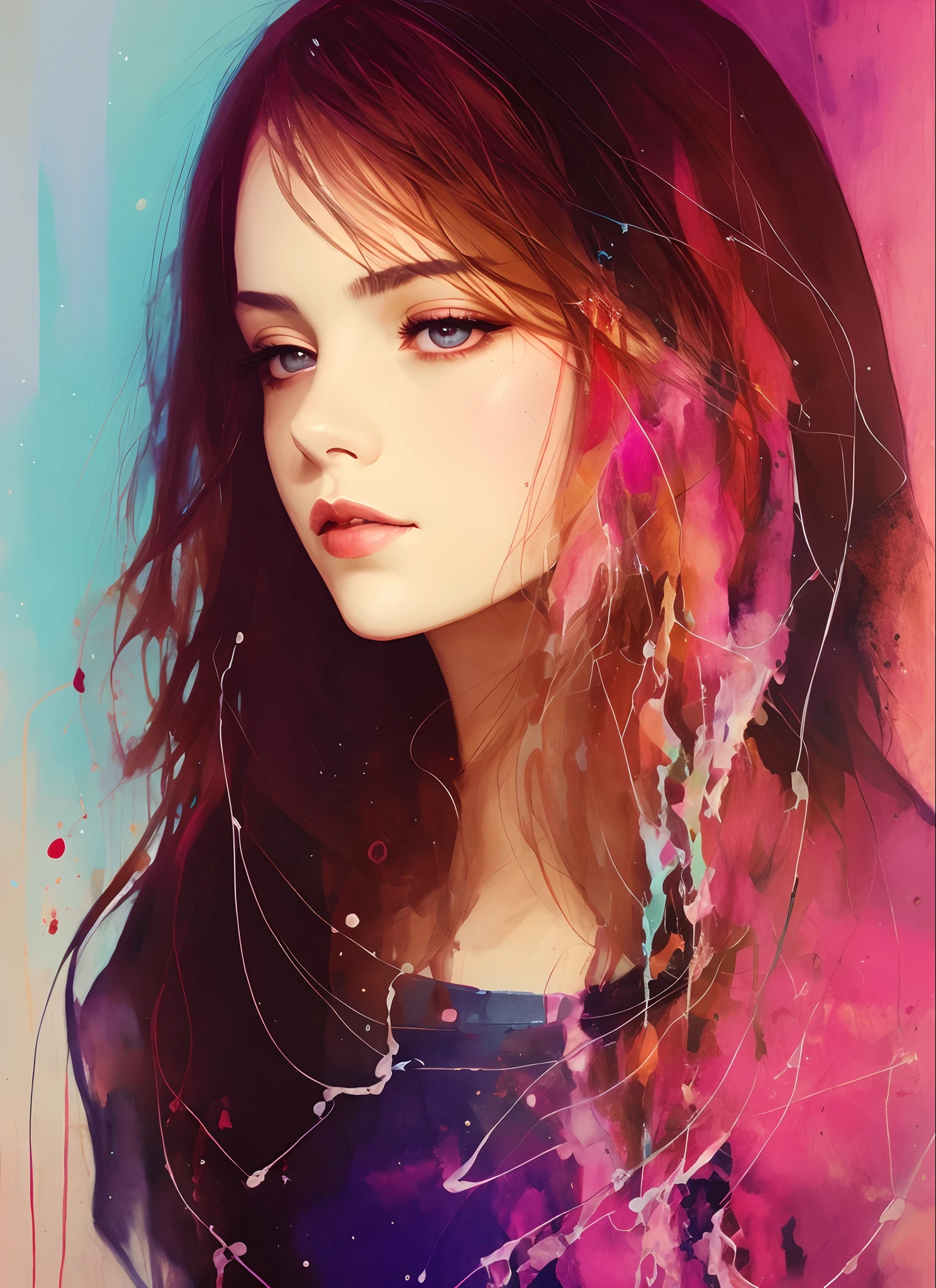 a woman by agnes cecile, luminous design, pastel colours, ink drips, autumn lights