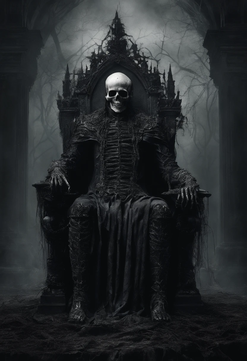 Dunkler Lord sitzt auf dem Thron der Knochen