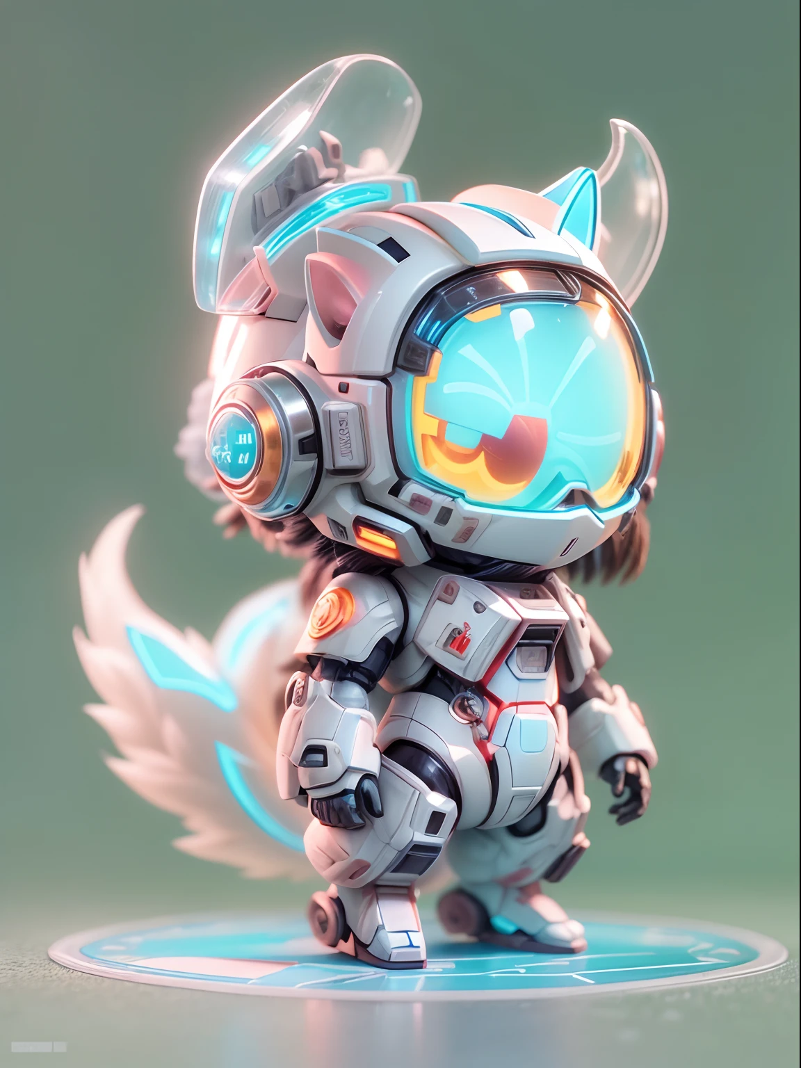(blind box toy style:1.2), (Full body shot) , 1 Transparent and cute squirrel, Transparent Mecha, Exquisite helmet:1.2, Glowing goggles:1.2, Cyberpunk, Dreamy glow, Luminescent neon lamp, clean, White background, ( Global Illumination, Ray traching, nffsw, Unreal Render,Reasonable design, detaileds, masutepiece, Best Quality, nffsw, Cinematic lighting)