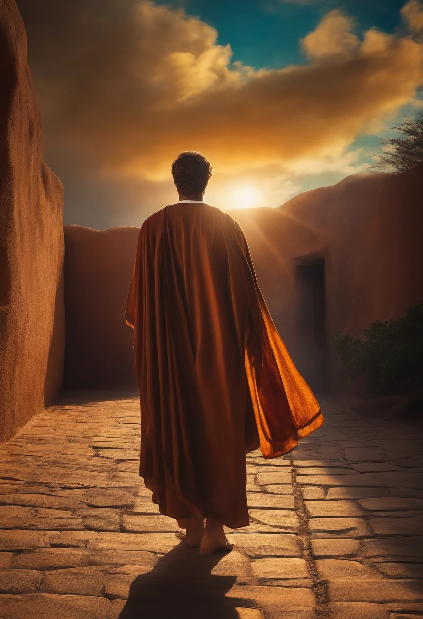 make Paul an apostle of Jesus, olhando para o lado, abstrata, luz refletindo, semblante serio