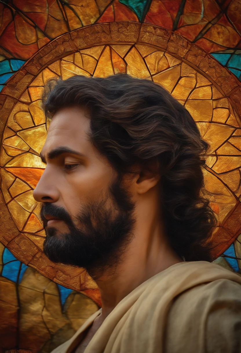 make Paul an apostle of Jesus, olhando para o lado, abstrata, luz refletindo, semblante serio