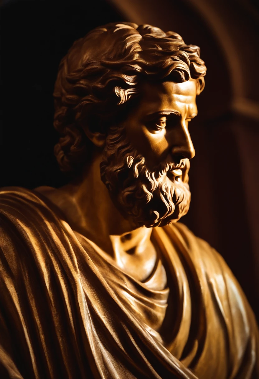 make Paul an apostle of Jesus, olhando para o lado, estatua, luz refletindo, semblante serio