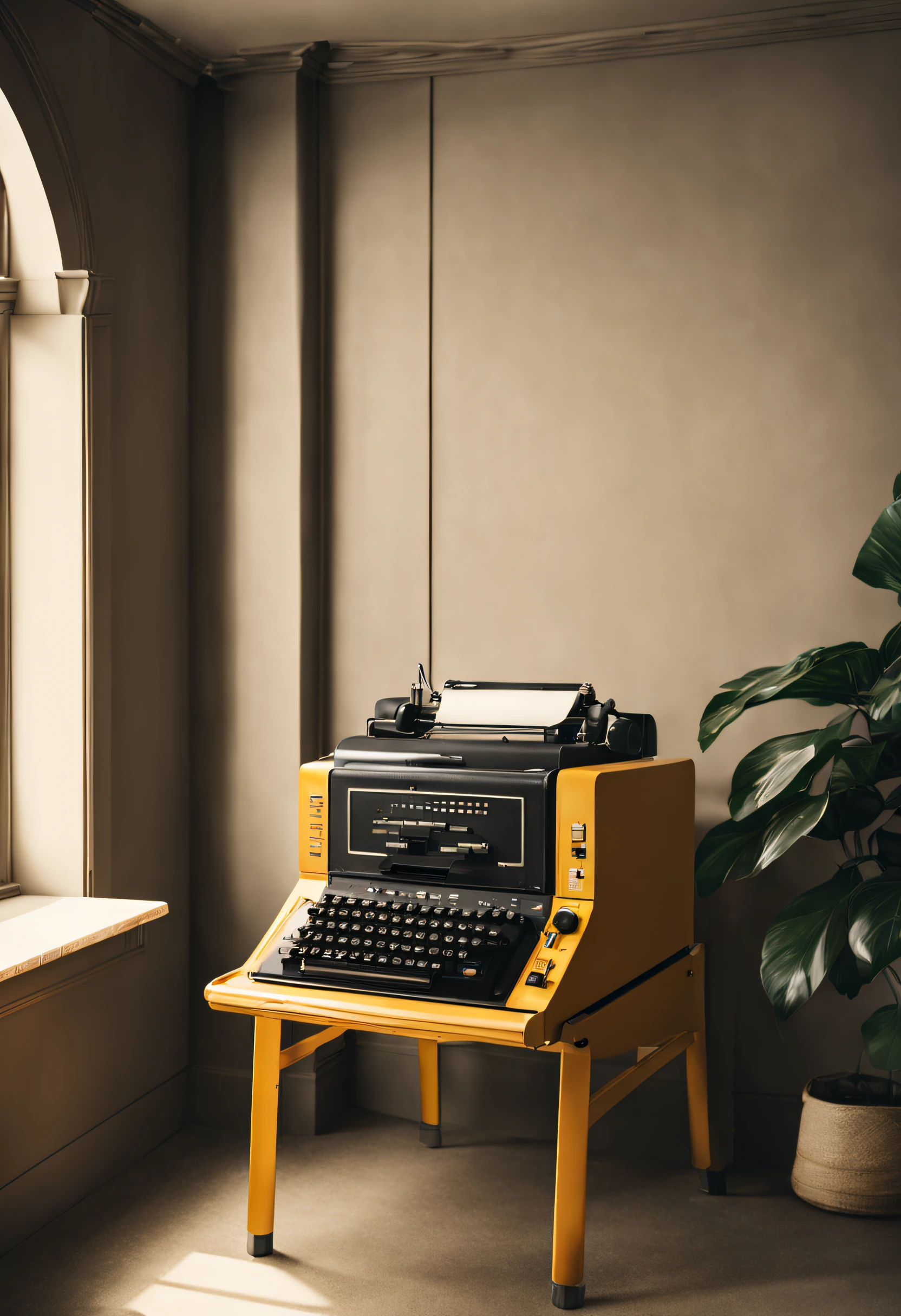 A teletype machine hums softly in the corner, its vintage design a nod to the past as it effortlessly translates your words into a series of electrical signals.