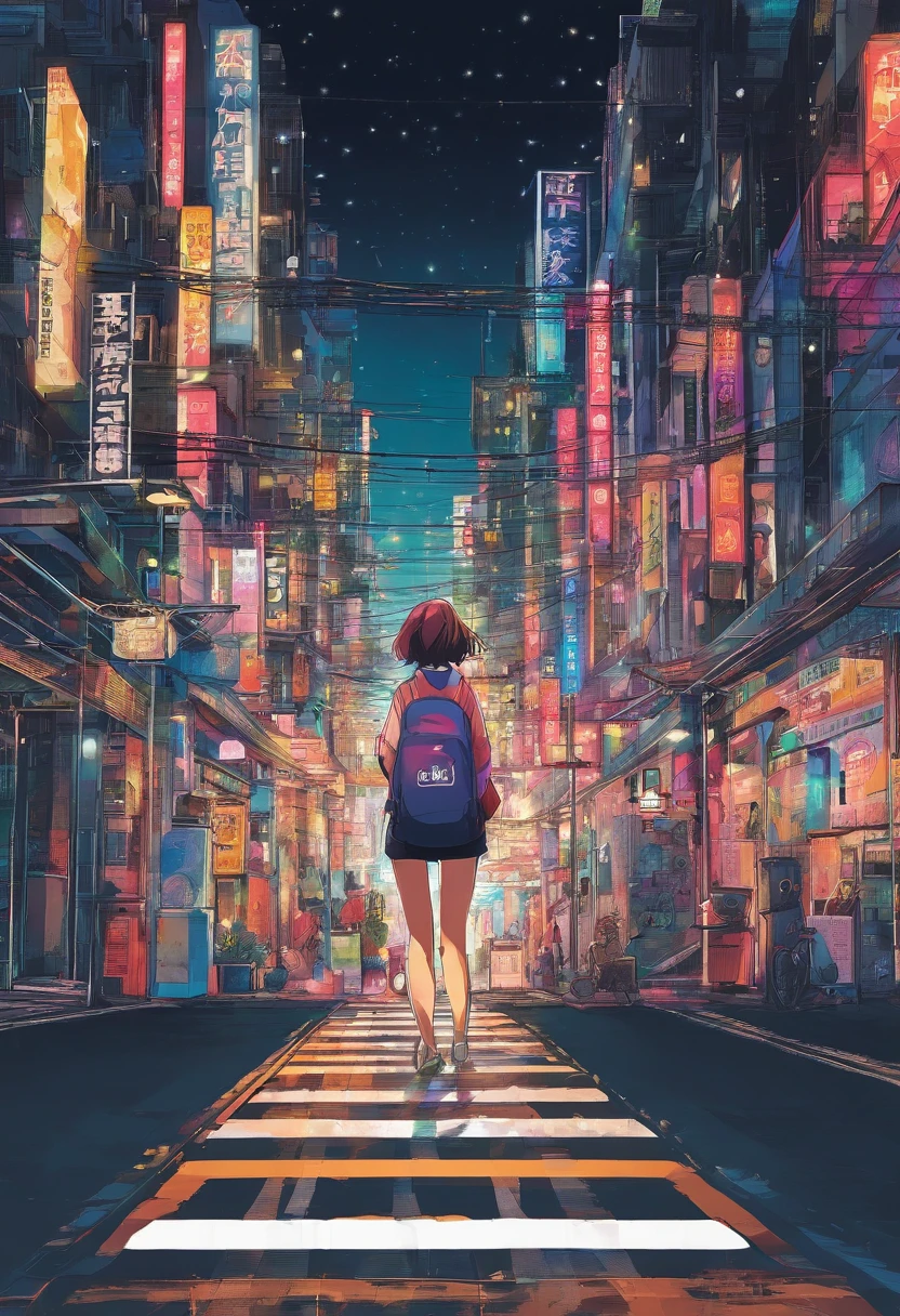 in the nighttime, the lights are on, A rua, Transit, The crowd, A menina de cabelos compridos anda sozinha
