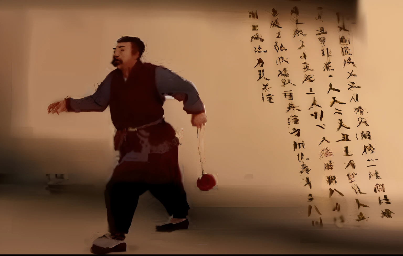 there is a man that is walking with a bag of food, inspired by Shen Quan, inspired by Zhao Mengfu, inspired by Cheng Zhengkui, inspired by Chen Daofu, inspired by Zhao Yuan, inspired by Zhang Wo, tai chi, inspired by Zhang Shunzi, inspired by Ma Quan, inspired by Guan Daosheng