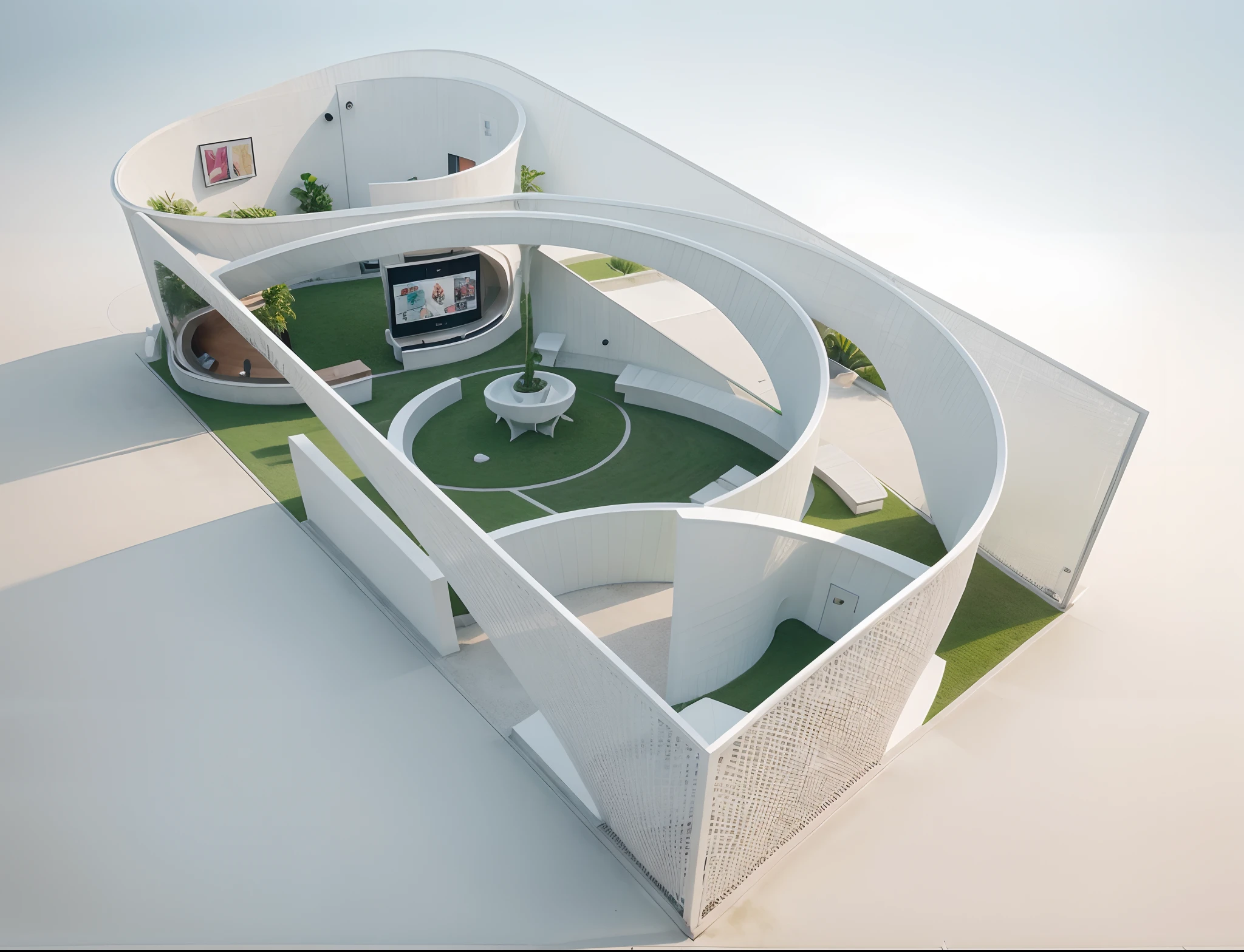Themed booth design "Smart Hibiscus City is good, park". intuitive, frame, curves, Transparency, White, Green, Sharman, Instagram, Minimalism, K, Ethereal