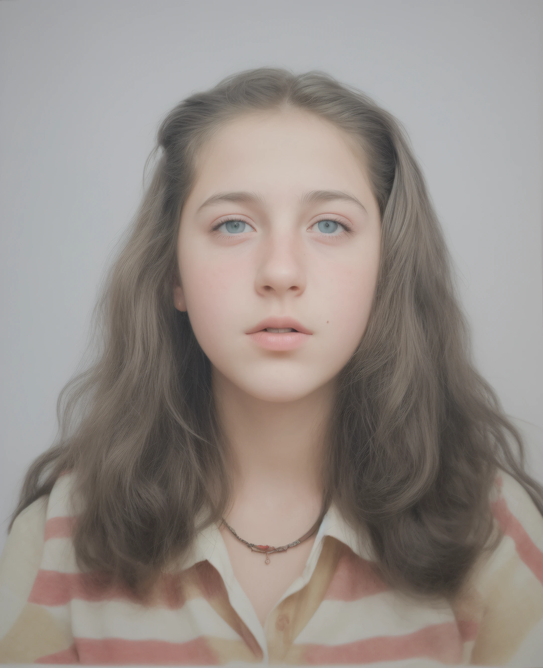 A close up of a young girl with long hair and a necklace - SeaArt AI
