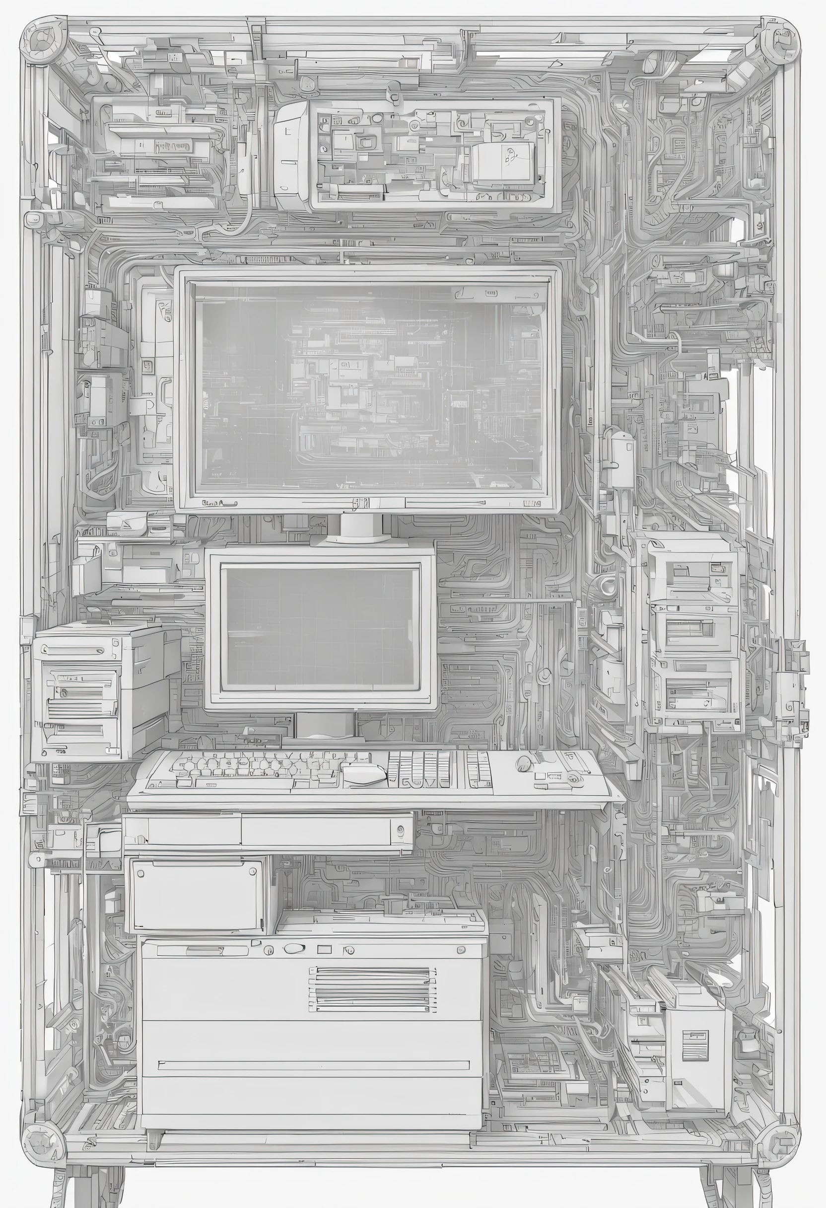 A detailed prompt of a secure computer link, with a description of the render type used, such as a wireframe model, a pixel art illustration, or a hand-drawn sketch.