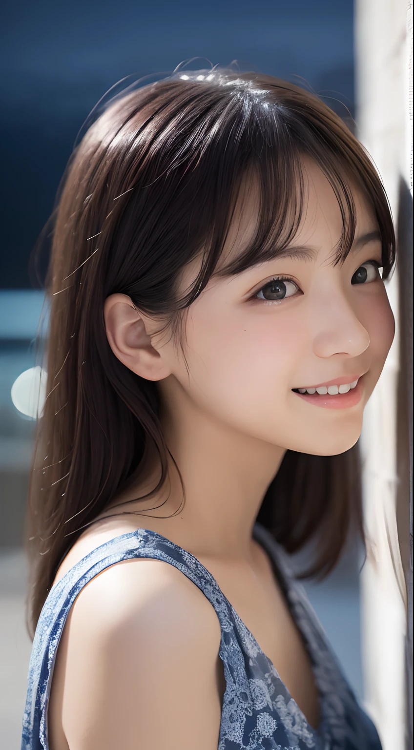 Beautiful 15 year old Japan woman), Cute face, (Deeply chiseled face:0.7), (freckles:0.6), Soft Light,Healthy white skin, shy, (Serious face), (Sparkling eyes), smile, White underwear,flat chest,double hair buns hair,bangs,Bedroom,