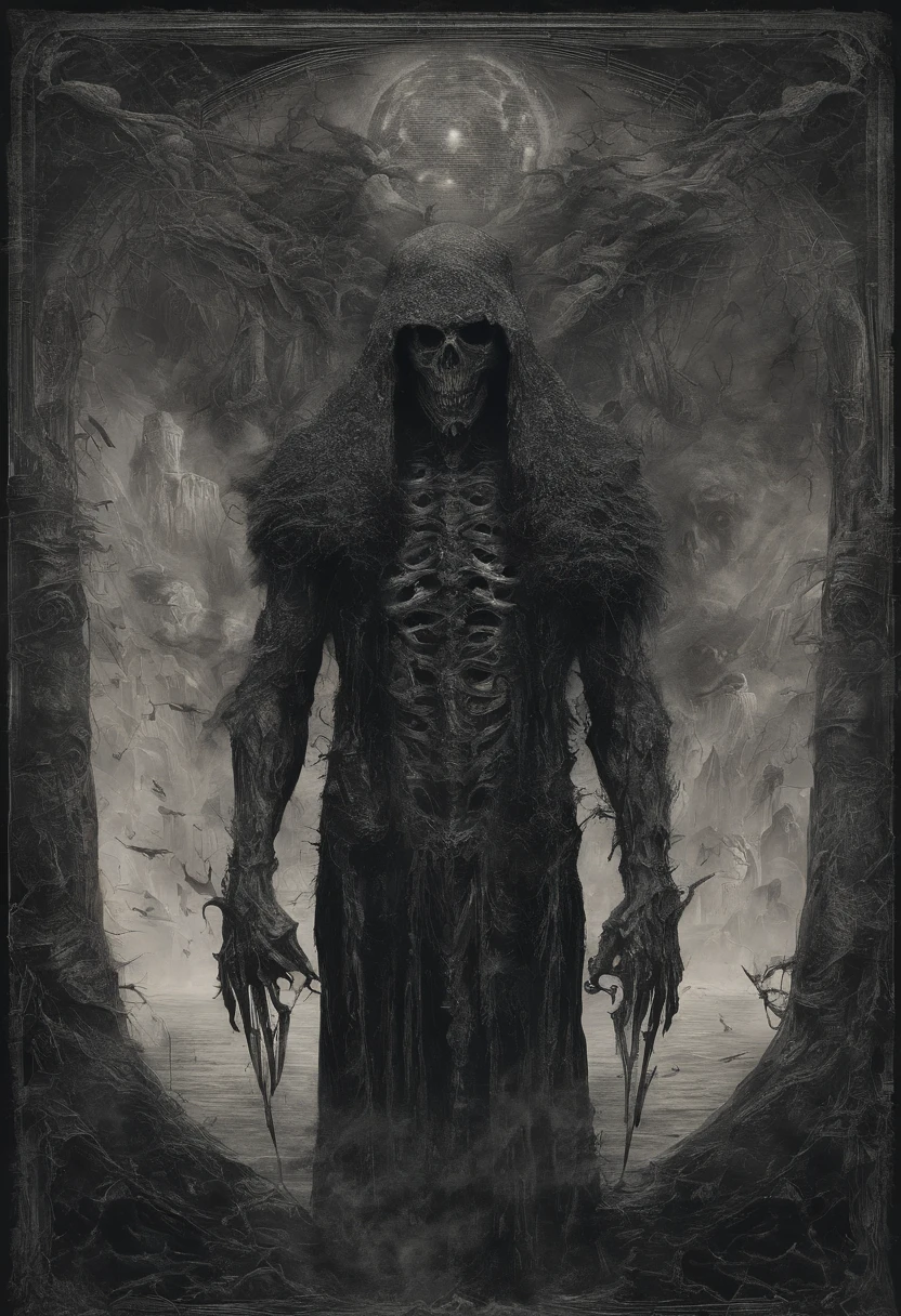 Steaming Wolf Man Body In The Middle Is A Planet, Tentakel im Universum, Lovecraftianoa-Inspiration, Lovecraftianoo kosmische Angst, Lovecraftian Hellscape, Fantasy und kosmischer Horrorfilm, Lovecraftian atmosphere, Lovecraftianisch, Ein Planet im offenen Weltraum