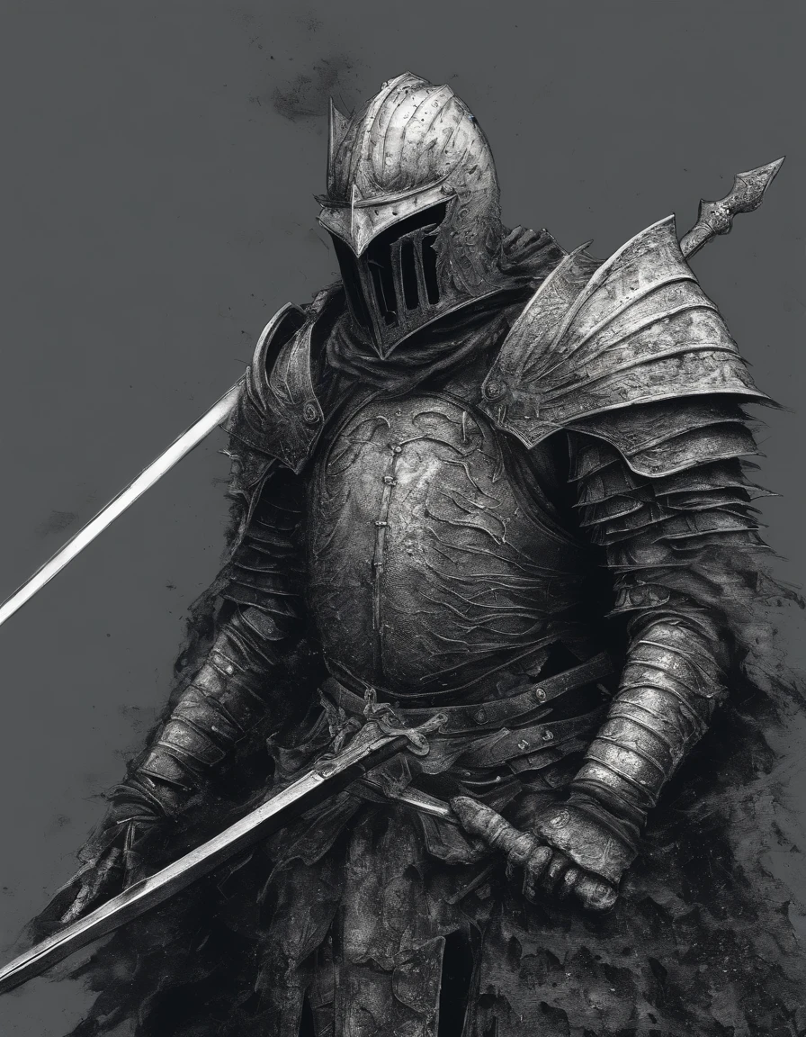 A fearsome warrior knight, Schnee, Kosmische Asche, artistic, kompliziert, psicodelic, episch