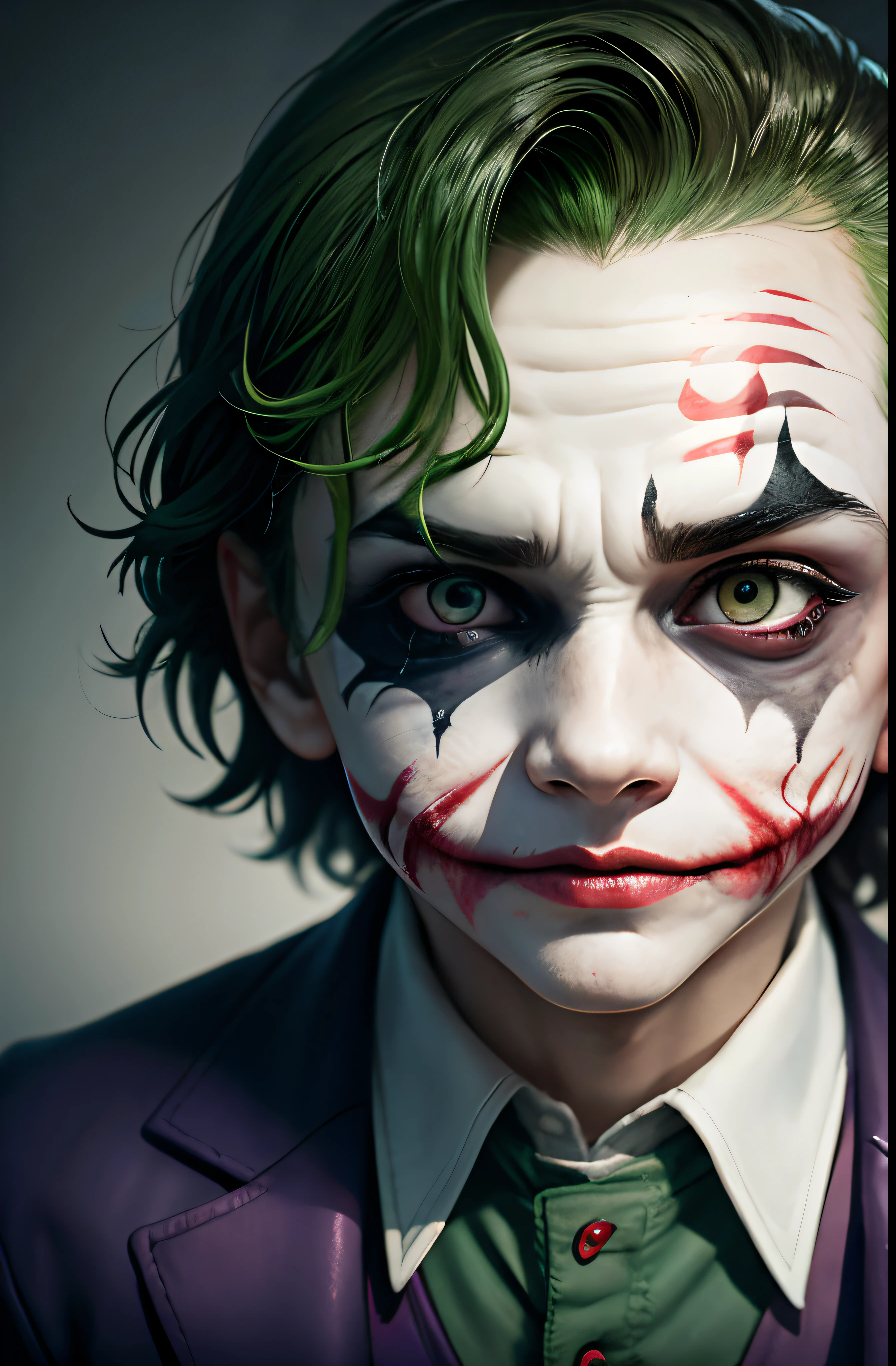 a close up of a statue of a joker with green hair, portrait of joker, high detail iconic character, joker looks like naruto, portrait of the joker, the joker, portrait of a joker, grotesque joker, batman as the joker, joker, as the joker, the joker as batman, walter white as joker, cutecore clowncore