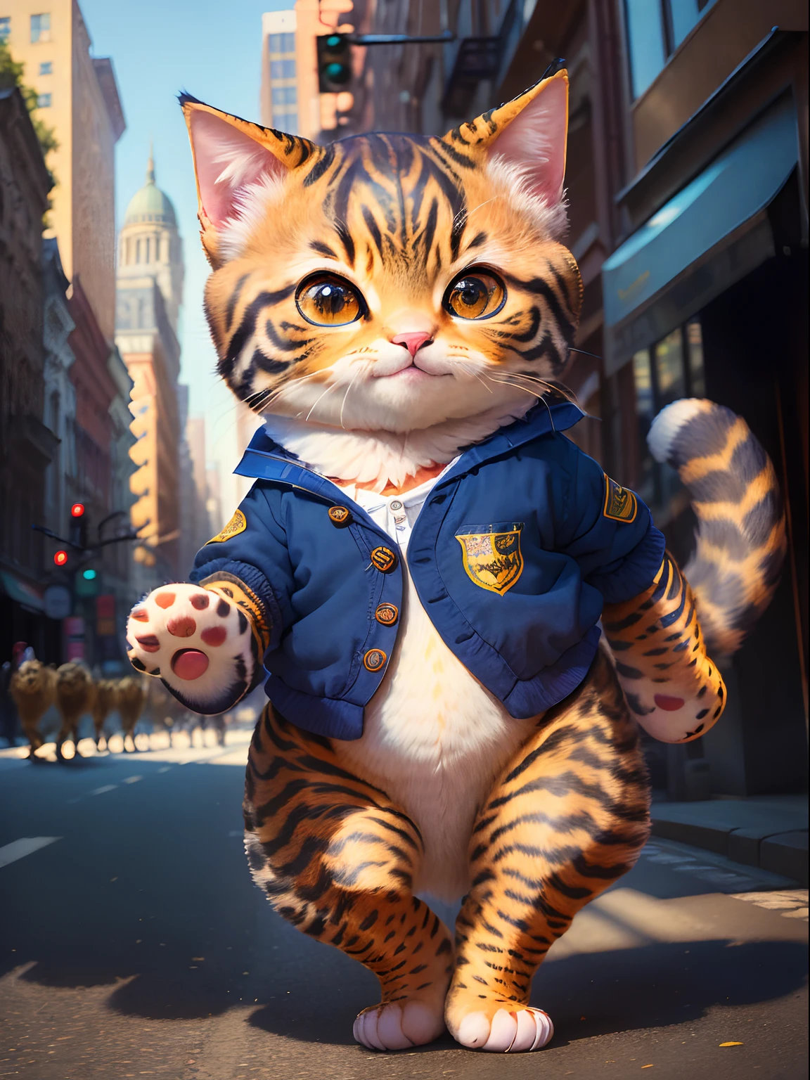 Masterpiece, (ultradadetailed), ((((Animal anthropomorphism)))), a lot of cute kittens ,((( Casual clothes ))), Lovely,(((Sunny city streets))),Happy cityscape,HighestQuali,solofocus,(Thin and light:1.04),full bodyesbian,???,baby,复杂(high detal:1.1)