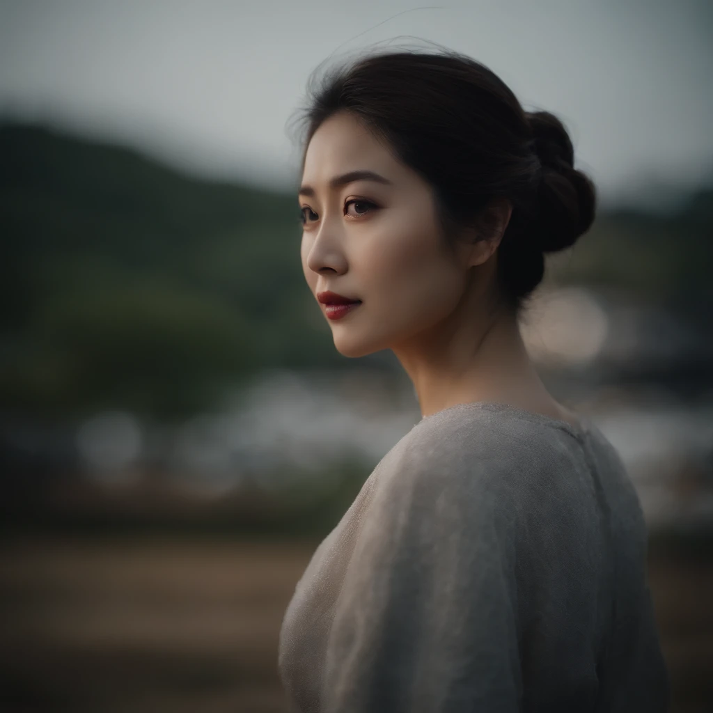 Beautuful Women、japanes、Best Quality、８K、Raw photo、Dreams、wanting、evening、天空、Rear view、