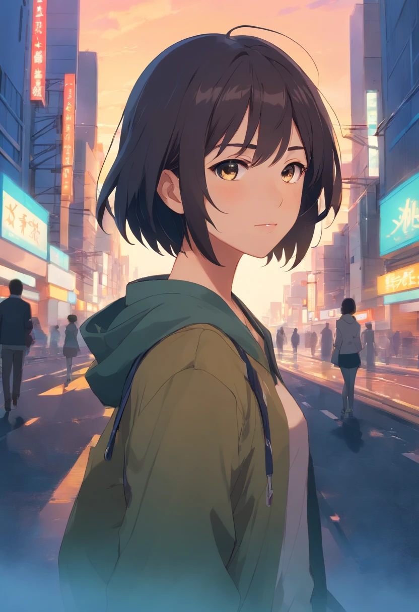A dark-haired　femele　校服