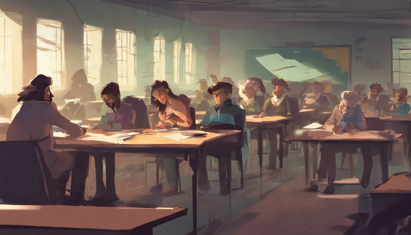 group of friends in a class room