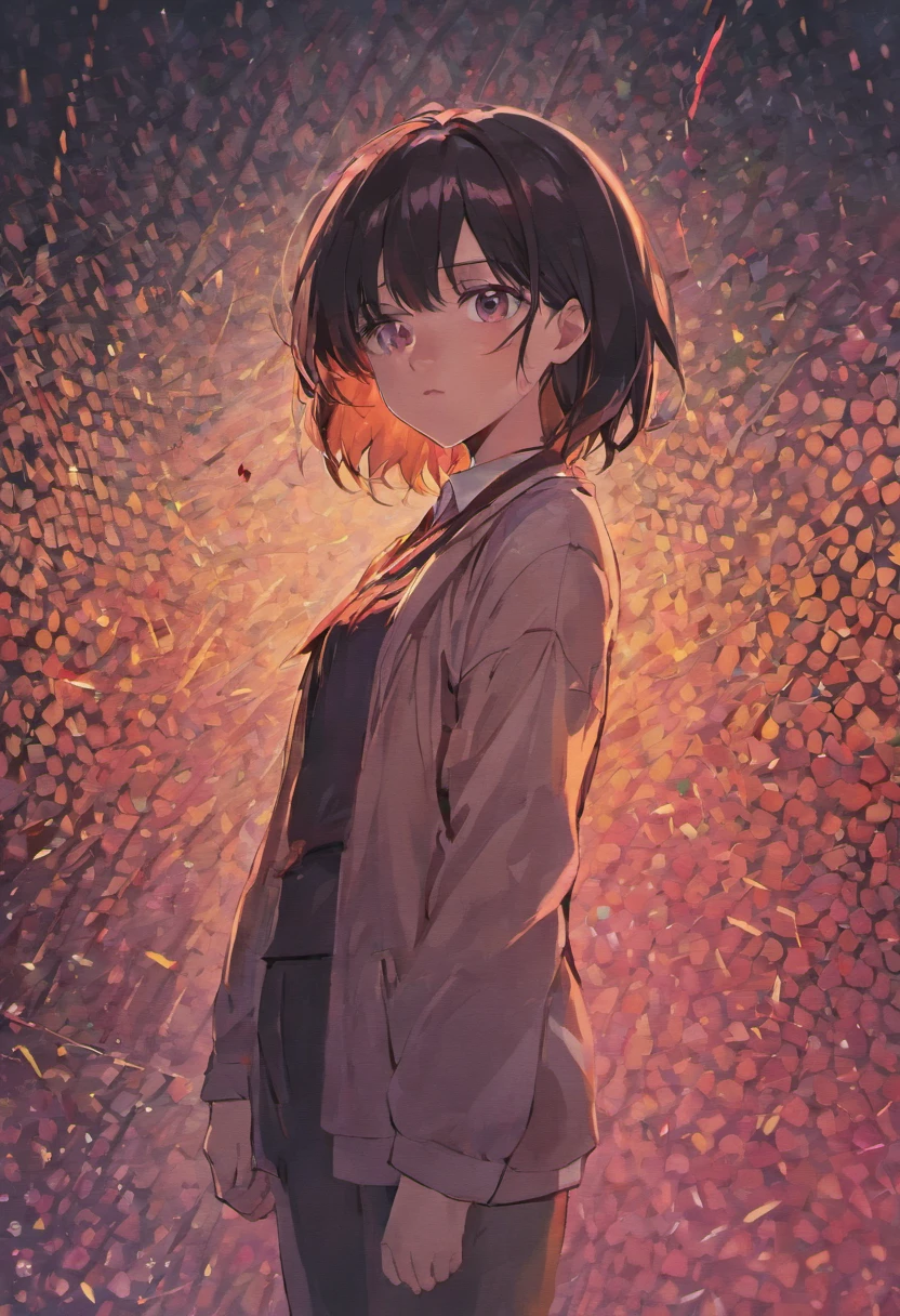 A dark-haired　femele　校服　Chainsaw Man Style　Asa Mitaka