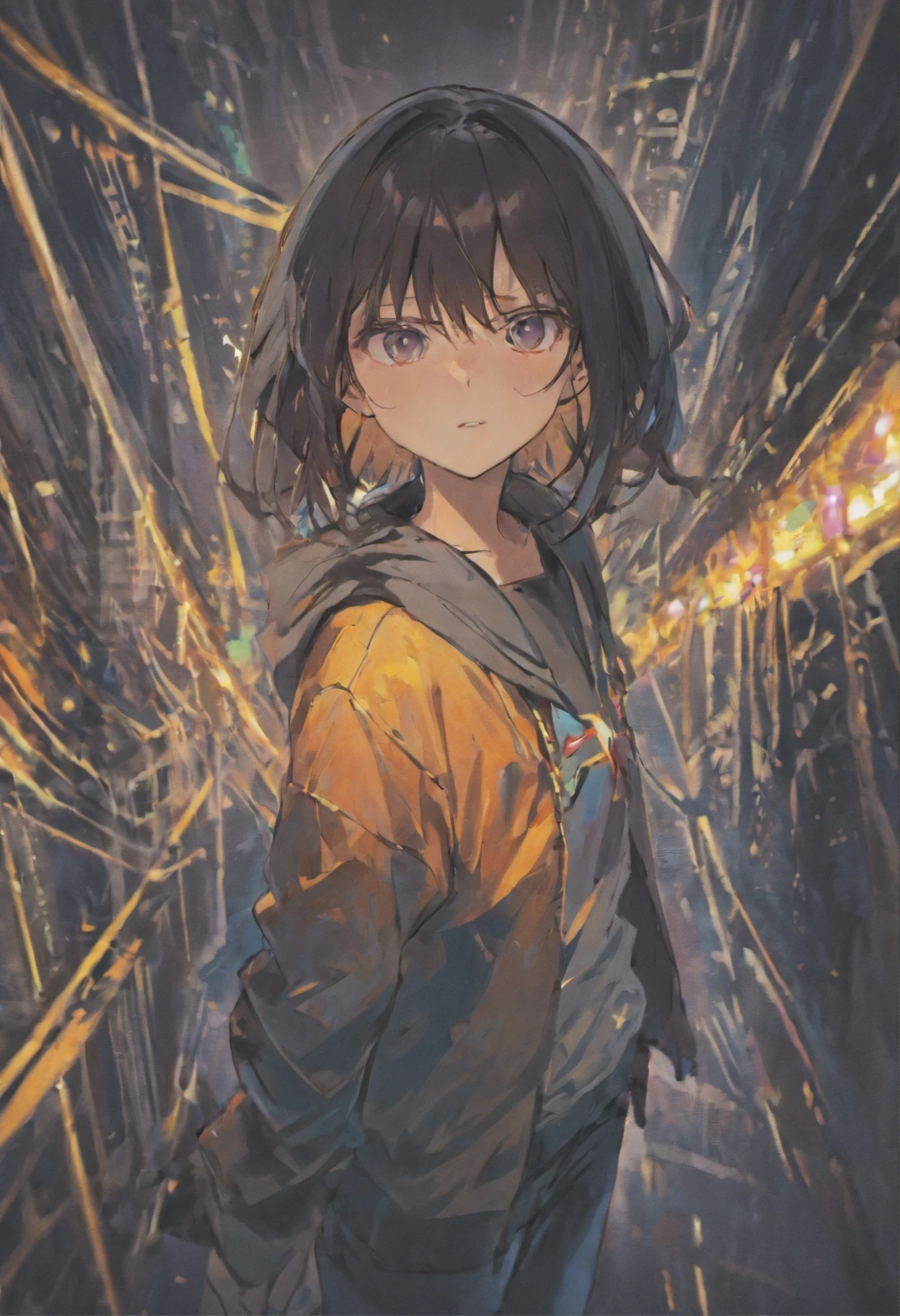 A dark-haired　femele　校服　Chainsaw Man Style　Asa Mitaka