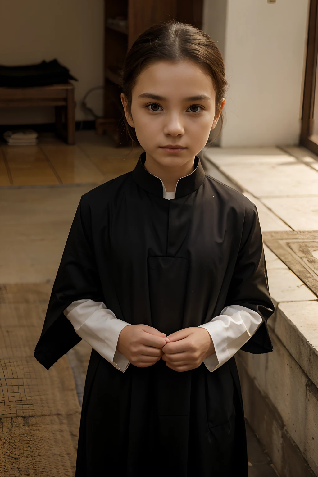 Wear a yellow cassock,Meditative,little monks