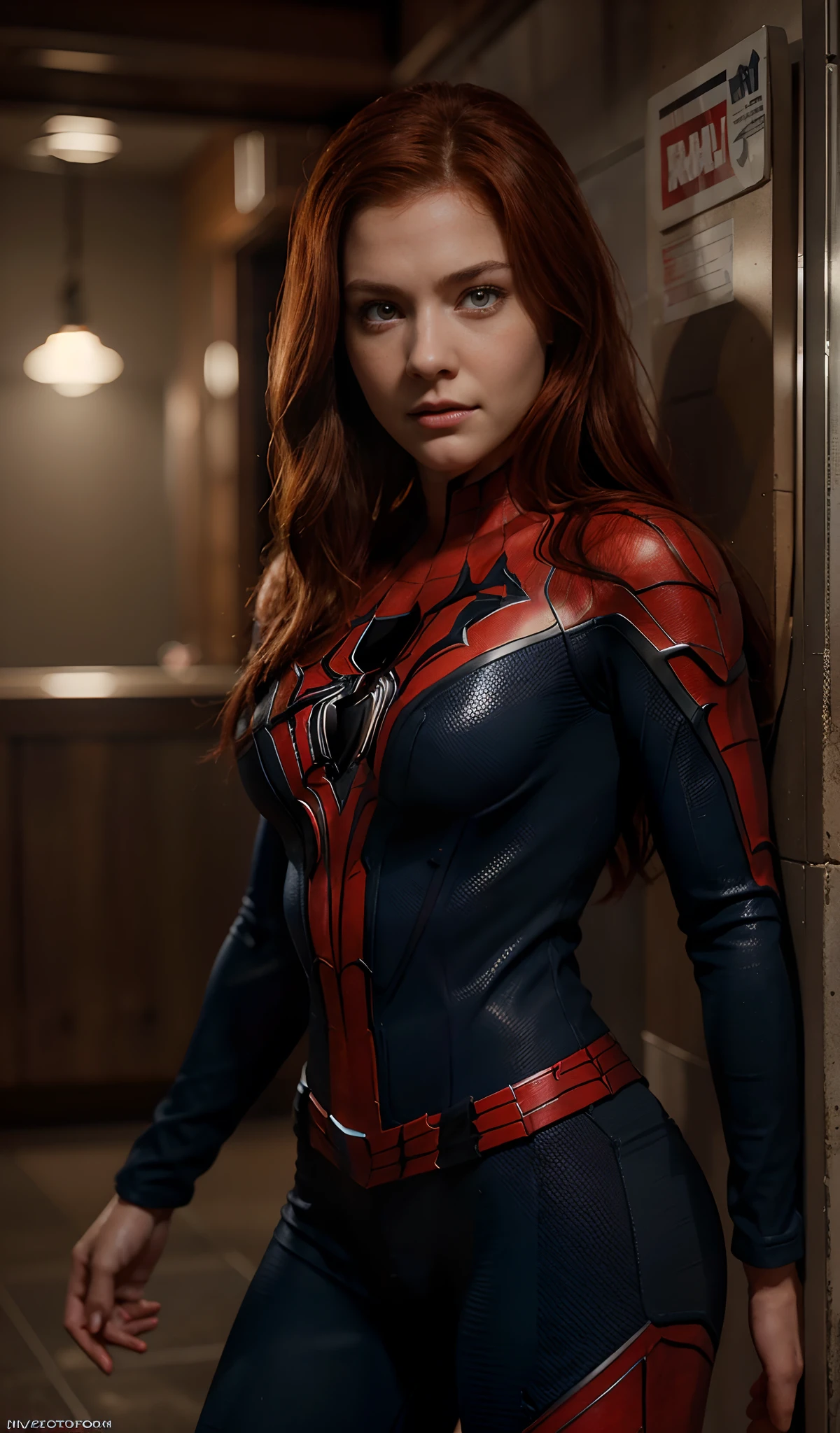 close-up, Mulher (spiderman suit, cabelos vermelhos, ruiva, Holland Roden), fotorrealista, ultra-detalhado, detalhes intrincados, super detalhado, volumático, HDR, Realistic, Motor irreal, 16k, foco nítido, octan render, da mais alta qualidade, Foto RAW, cinematic composition,