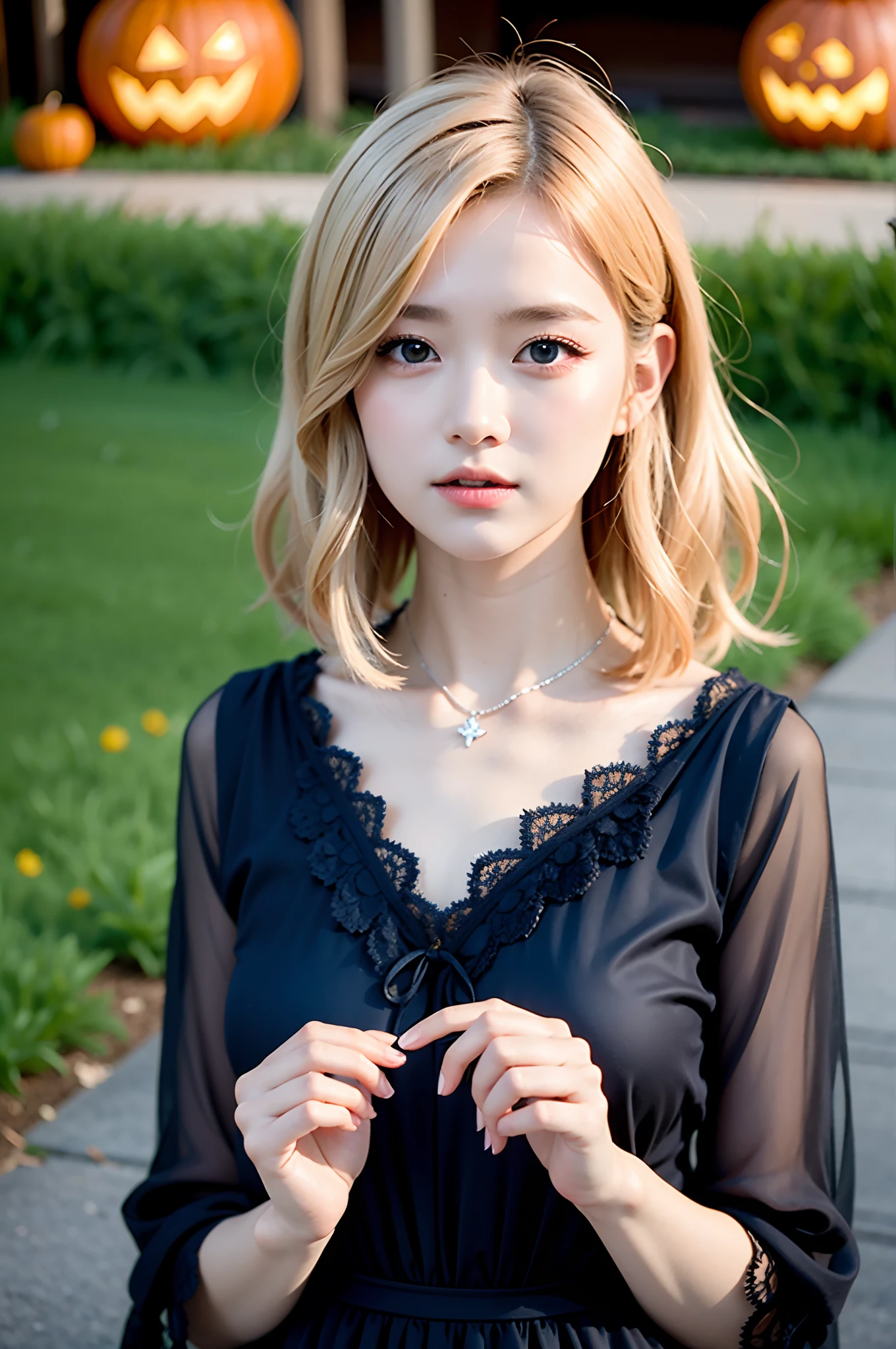 (8K Portrait:1.1、RAW Photos, of the highest quality, Masterpieces: 1.2)、(The ultra -The high-definition:1.1)、(portraitures, high resolution RAW color photos, Professional Photos)、Super Resolution、(Realistic, Real Photos: 1.3),1 persons、super detailed, highly detailed and beautiful, Highly detailed, Amazing details、Cute beautiful woman with perfect body: 1.4、Slim big: 1.2、full body Esbianイメージ、shinny skin、Glossy lips、High-definition face and skin texture、A detailed eye、二重まぶた、(5 Hands、Human hand)、Highly detailed and focused chest、((blonde hair color、Longhaire、Curled Hair)), ((Breast H Cup:1.2, very large breast:1.2、Too large breasts:1.2、Bursting breasts))、(((voluptuous breasts:1.5)))、((young skin))、(High Definition Breast、happy facial expression)、(full body Esbian、Shooting from a distance)、(a necklace)、(((off shoulder sweater:1.3)))、((see-through black sexy panties:1.2))、((outside of house:1.2))、(((natta:1.3、illuminations:1.3)))、((Winter、Snow))