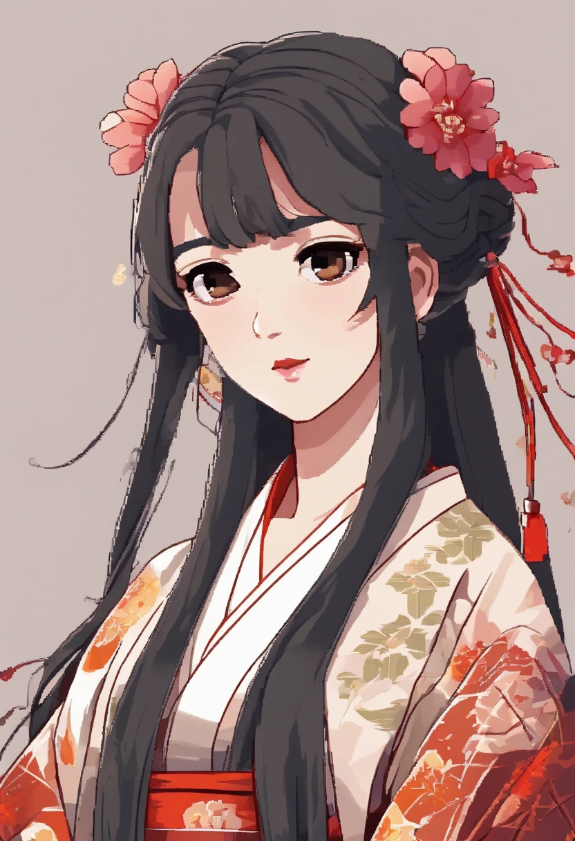 ((Top Quality, 8K, Masterpiece: 1.3)), Sharp Focus: 1.2, (Super Beautiful Face: 1.0), (Glossy Skin: 1.0), Realistic Photos, Black Hair, Realistic Pupils, Movie Lighting, Highly Detailed Eyes and Face, Movie Lighting, (Cowboy Shot: 1.0), (kimono, hakama, obi: 1.15), (Korean Cute Actress), in nature, classic kimono,