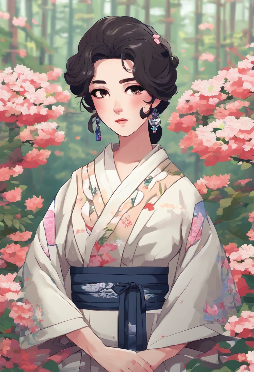 ((Top Quality, 8K, Masterpiece: 1.3)), Sharp Focus: 1.2, (Super Beautiful Face: 1.0), (Glossy Skin: 1.0), Realistic Photos, Black Hair, Realistic Pupils, Movie Lighting, Highly Detailed Eyes and Face, Movie Lighting, (Cowboy Shot: 1.0), (kimono, hakama, obi: 1.15), (Korean Cute Actress), in nature, classic kimono,