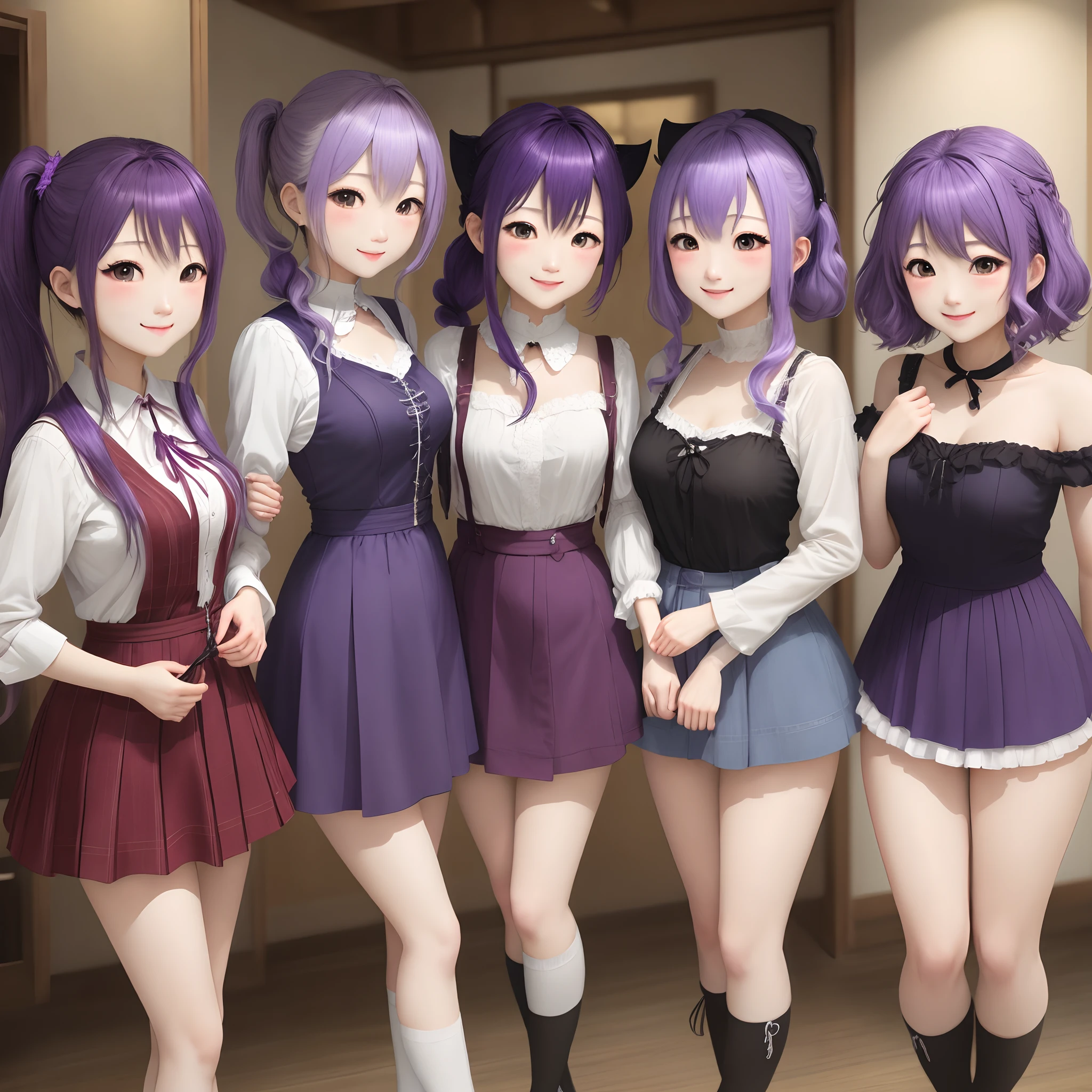 Purple hair、Center division、poneyTail、エロ、Cowgirl