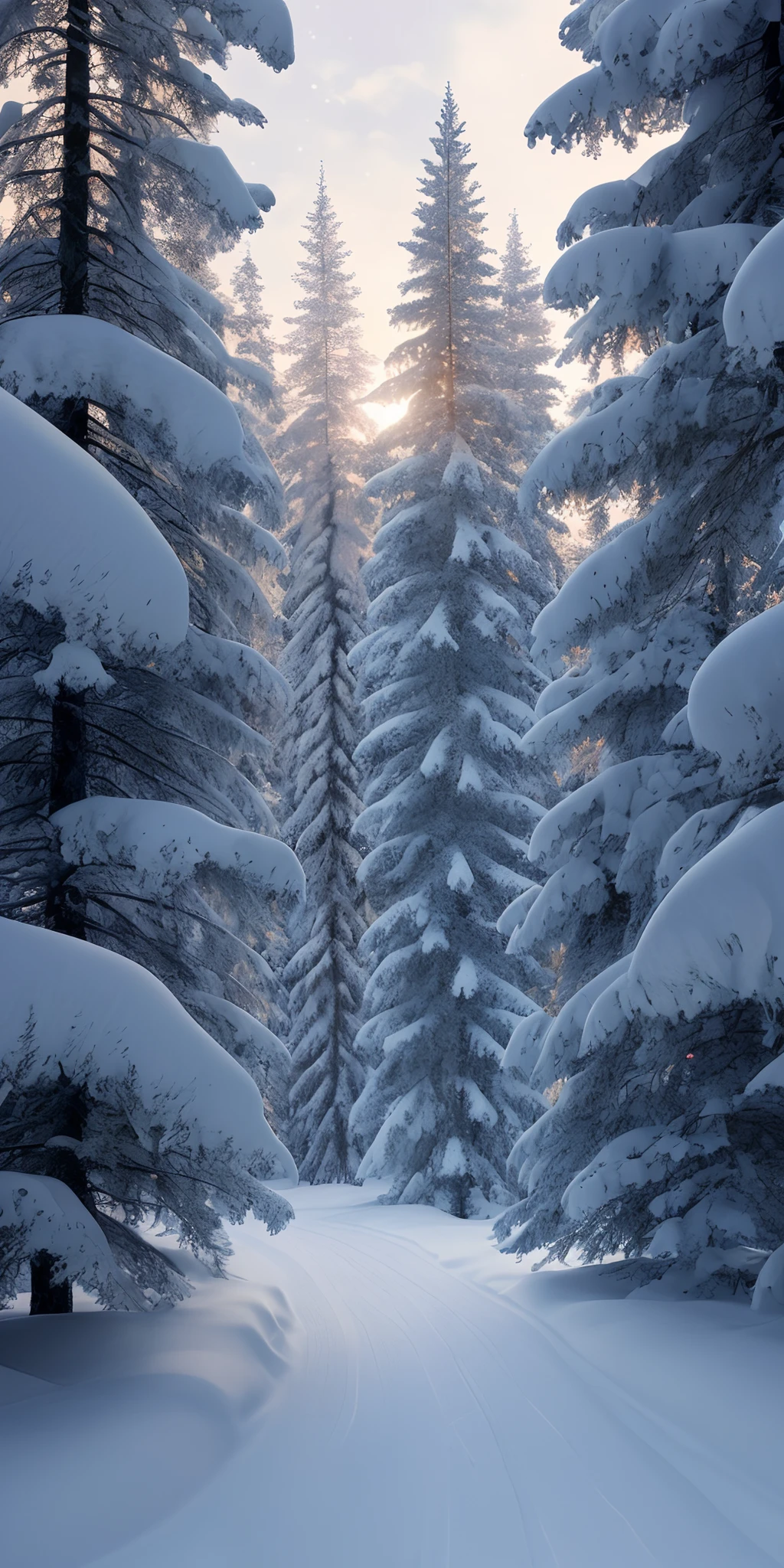 Masterpiece, best quality, high quality, highly detailed CG unity 8k wallpaper, coniferous forest, silence, towering conifers covering the forest floor, severe cold climate, serene beauty, snow, winter, mild summer, breeze, Conifers, branches, bokeh, depth of field, HDR, bloom, chromatic aberration, photorealistic, extremely detailed, popular on artstation, popular on CGsociety, complex, high detail, dramatic, art midway