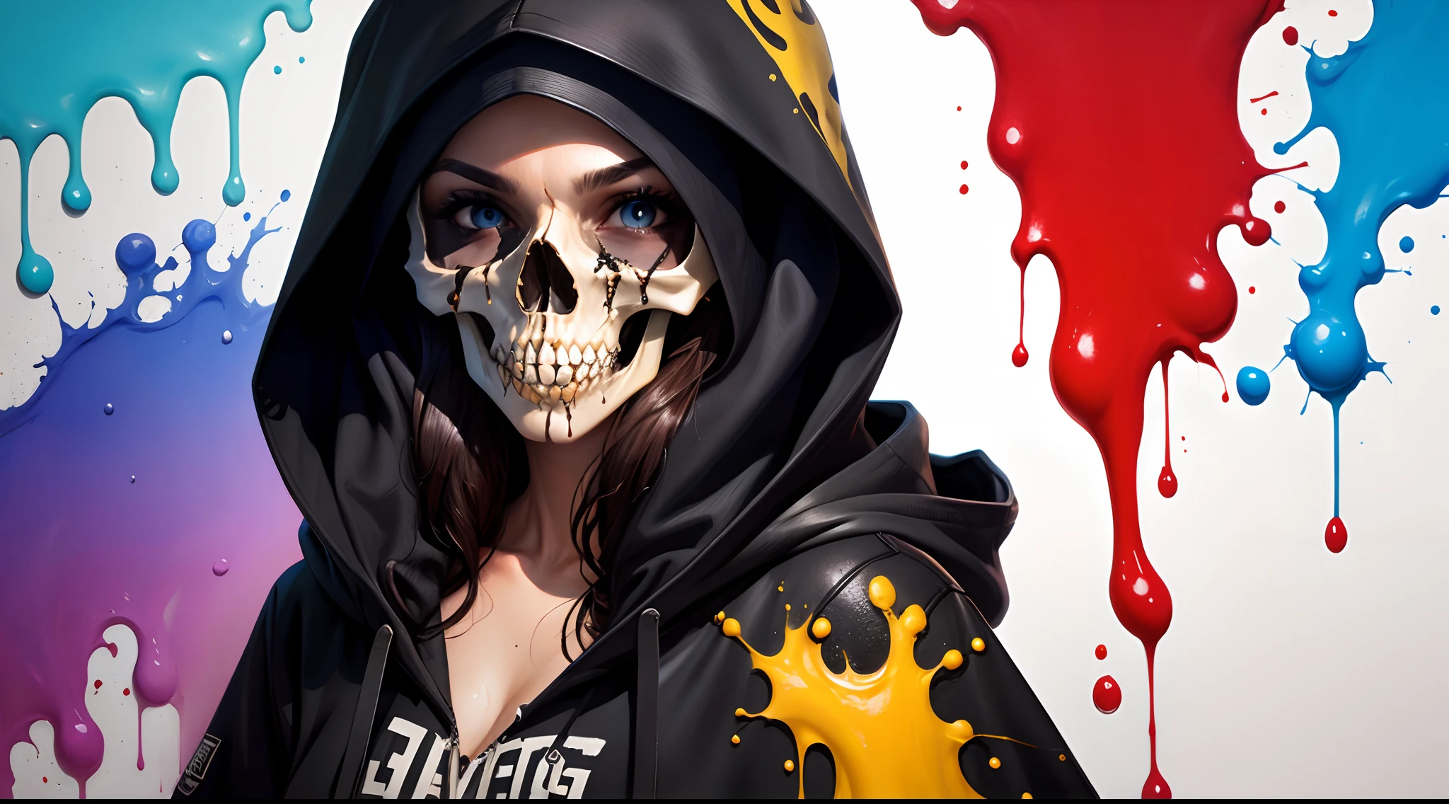 Hooded skull dripping paint