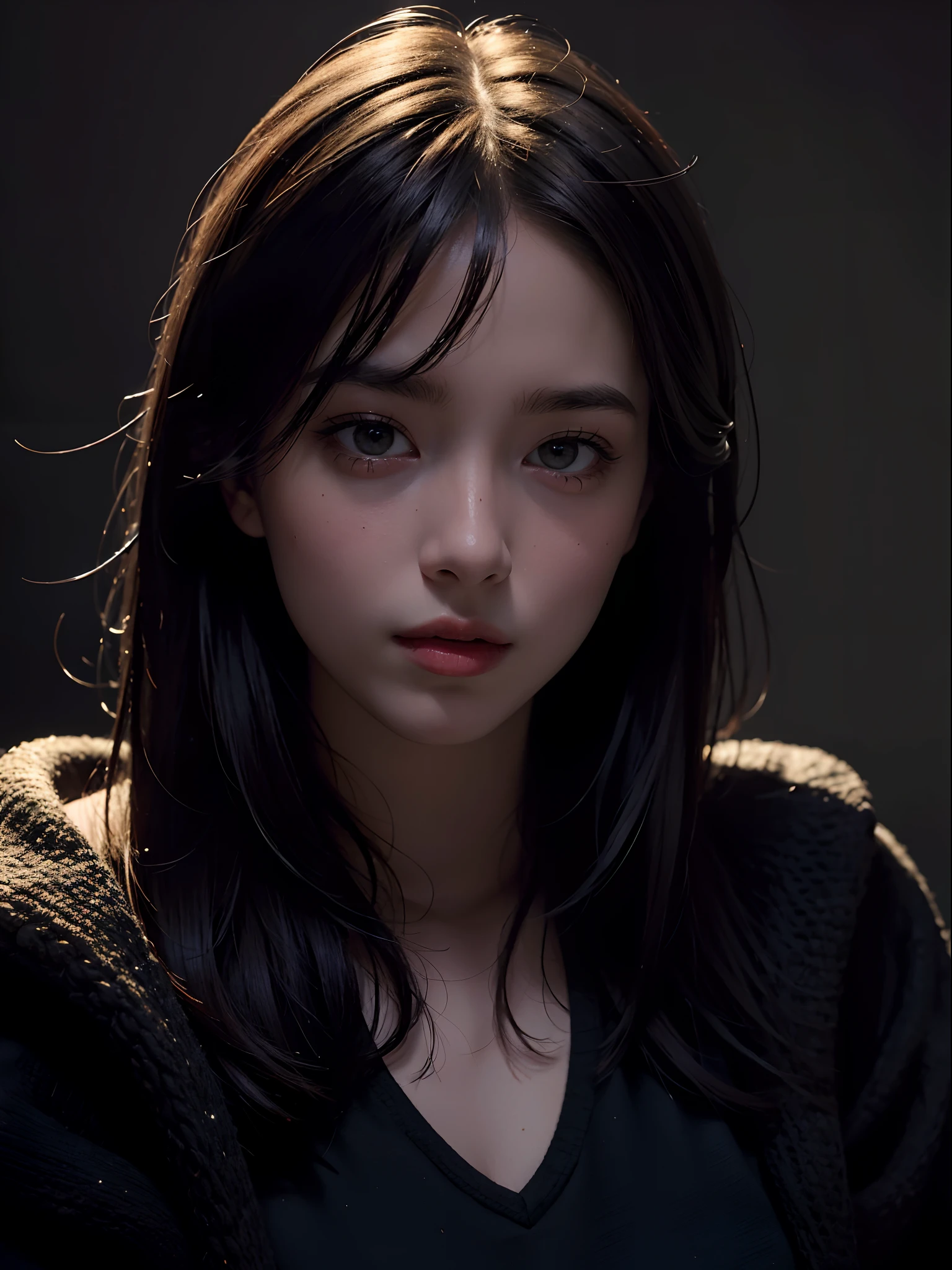 Best quality, masterpiece, ultra high res, (photorealistic:1.4), raw photo, 1girl, in the dark, deep shadow, low key, cold light