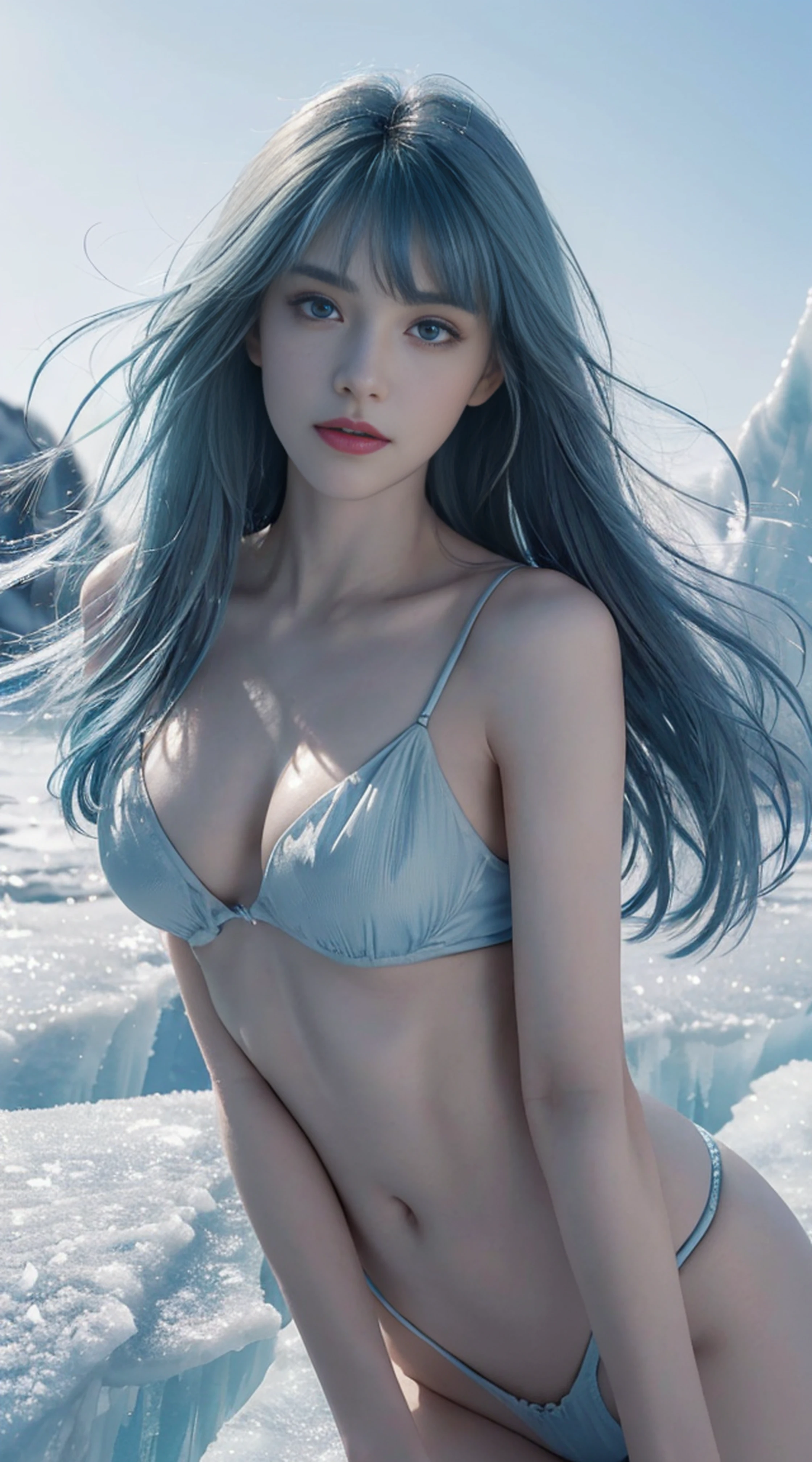 8K, Top Quality, Intricate Details, Ultra Detail, Ultra High Resolution, Masterpiece, random angle, Slender, Smile, (Makeup: 0.4), (Fluffy Blue Eyes: 1.21), blue Eyes,, ((full body)), 1girl, solo, 1 girl, (( full body)), close-up shot, , , ((tall)), (((fit body))), (((slim face))), sharp face, sharp eyes, (((blue hair, long hair, bangs )) ,(detailed face), sharp face, small lips, thin lips, ((ice Dragon)),ice crystal scales, Frost wings,Powerful ice magic,Icicles,Towering over the landscape,Ice storms,Wind,Flying snow ice and snow,
(()), detailed face, detailed breast, , large breast, detail, , Beautiful girl with accentuated slender abs: 1.4, Six Pack Abs: 1.4, Bust Botox, Big, Perfect Body, detail leg,