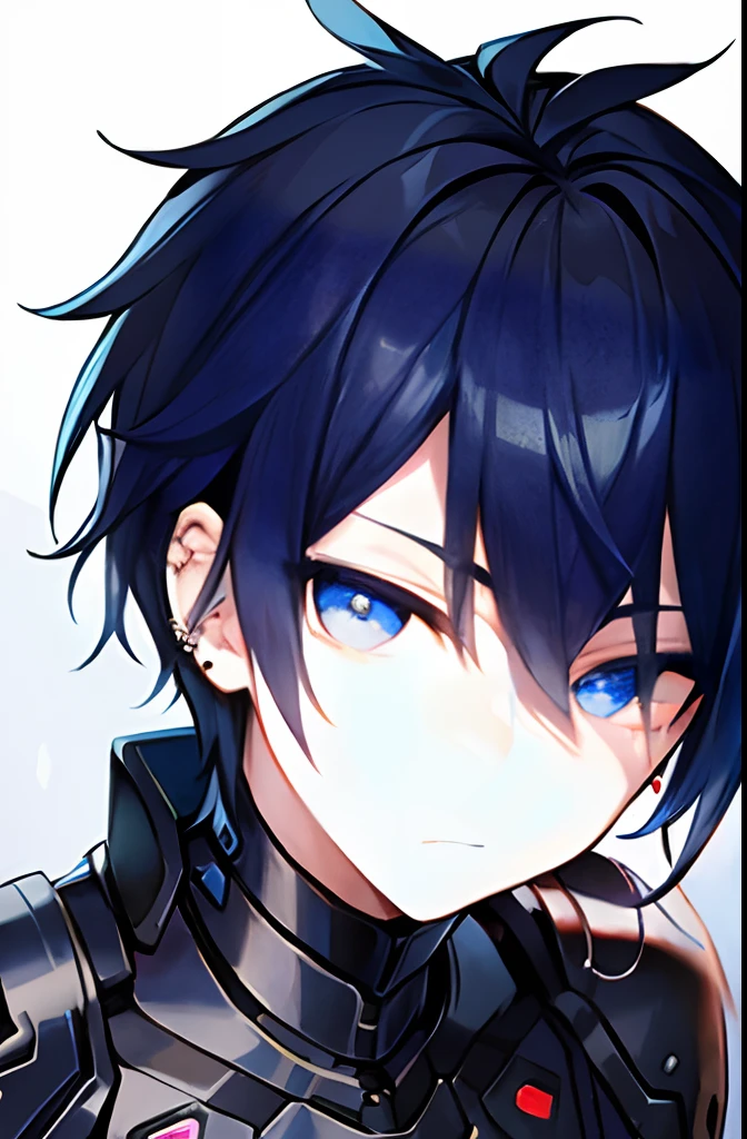 Boy with a beautiful face、Cool, long, beautiful eyes、piercings、Artificial human、Fabricated beauty、Mechanical arm