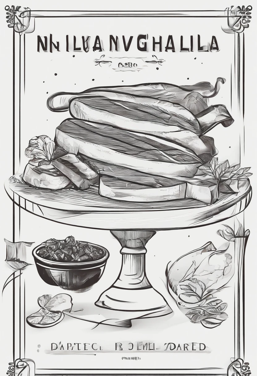 Espeto de carne estilo xilogravura