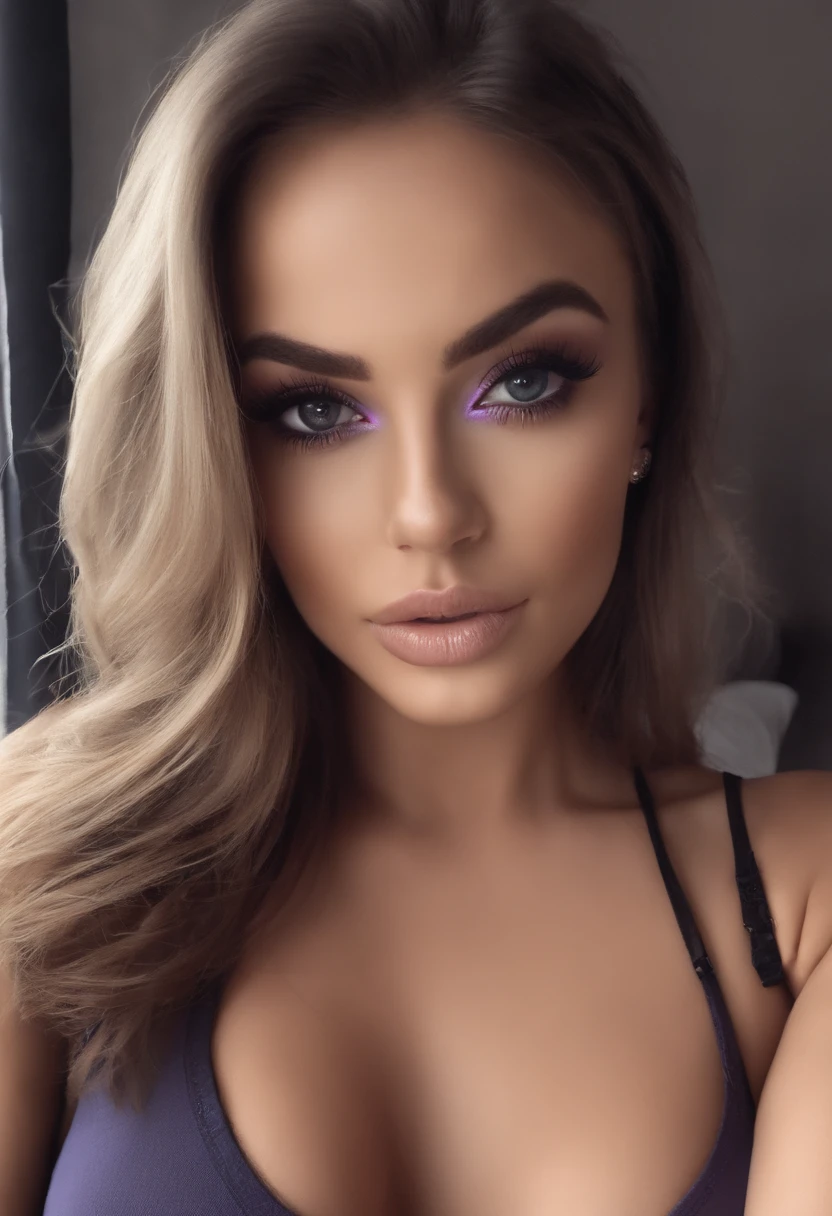 Arafed woman with tank top and matching leggings, fille sexy aux yeux bruns, Portrait Sophie Mudd, cheveux bruns et grands yeux, selfie of a young woman, Les yeux dans la chambre, Violet Myers, ohne Maquillage, maquillage naturel, Filer, To look at the camera, Visage avec Artgram, dezentes Maquillage, Superbe photo du corps entier, Cul sexy, cul mignon,