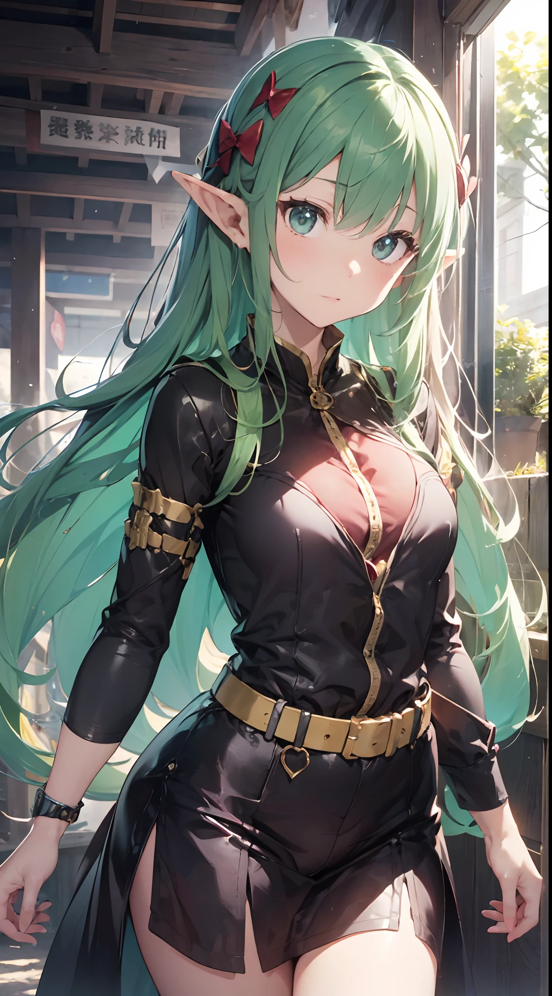 masterpiece、(detaileds、hight resolution、top-quality)、女の子 1 人、The most common elven clans。Wood Elf、Forest Elf、With the Forest Man。Originated as a light elf(ljósálfar)be。 Blessed with good appearance long-lived(Some half-elves have a human-like lifespan.) Love nature、Not familiar with machine civilization Good at bows and arrows and magic Living in a settlement in the forest.、Often uses daggers and bows as weapons。 A naturalist who is familiar with the forest、Reluctance to use fire or metal、It is not uncommon to hate machine civilization to the point of spitting。 When it comes to metals、In rare cases, not only can you not wear equipment that includes them because it leads to poor physical condition.、There are also works that say that it is impossible to even get close。 pure、Associations from naturalism?、I am vegetarian and do not eat meat、Or those that are constitutionally inedible。 Peaceful and not penchant for conflict、Exclusive to other races、He is also a stubborn person who has no mercy for those who ravage his own territory.。 Although physically fragile、He is a genius when it comes to long-range weapons, mainly bows and arrows.、There are many settings that are good at magic。 pure、Depending on the work「Elves are beautiful」and also those that。 In general, they are often considered to have a longer life than humans.、Lives in hundreds to thousands of years、As a result, the sense of time may be different from that of humans.。 Have a good temperament。 On the physical side、Hair is often gold, green, etc.。 When it comes to proportions、unclear、Slender with beautiful breasts and small breasts that reflect nobility