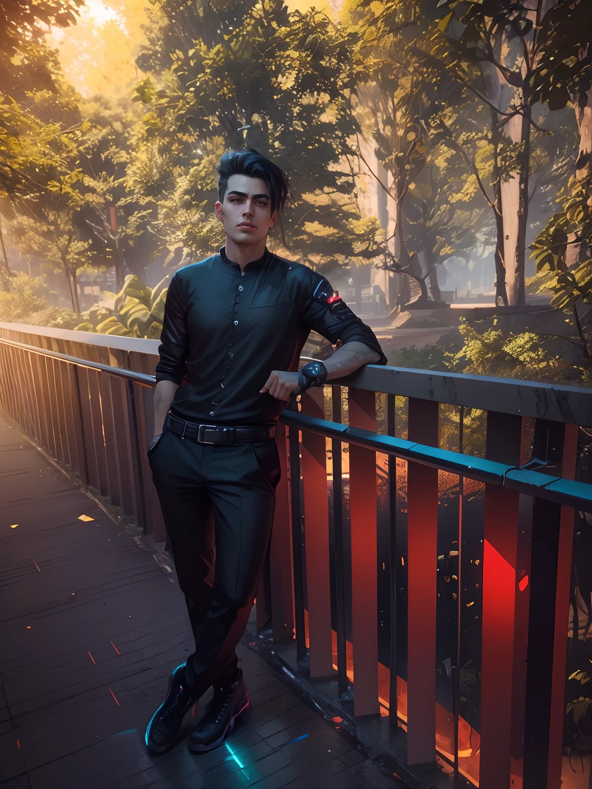 Change background cyberpunk handsome boy, realistic face, 8k, ultra realistic