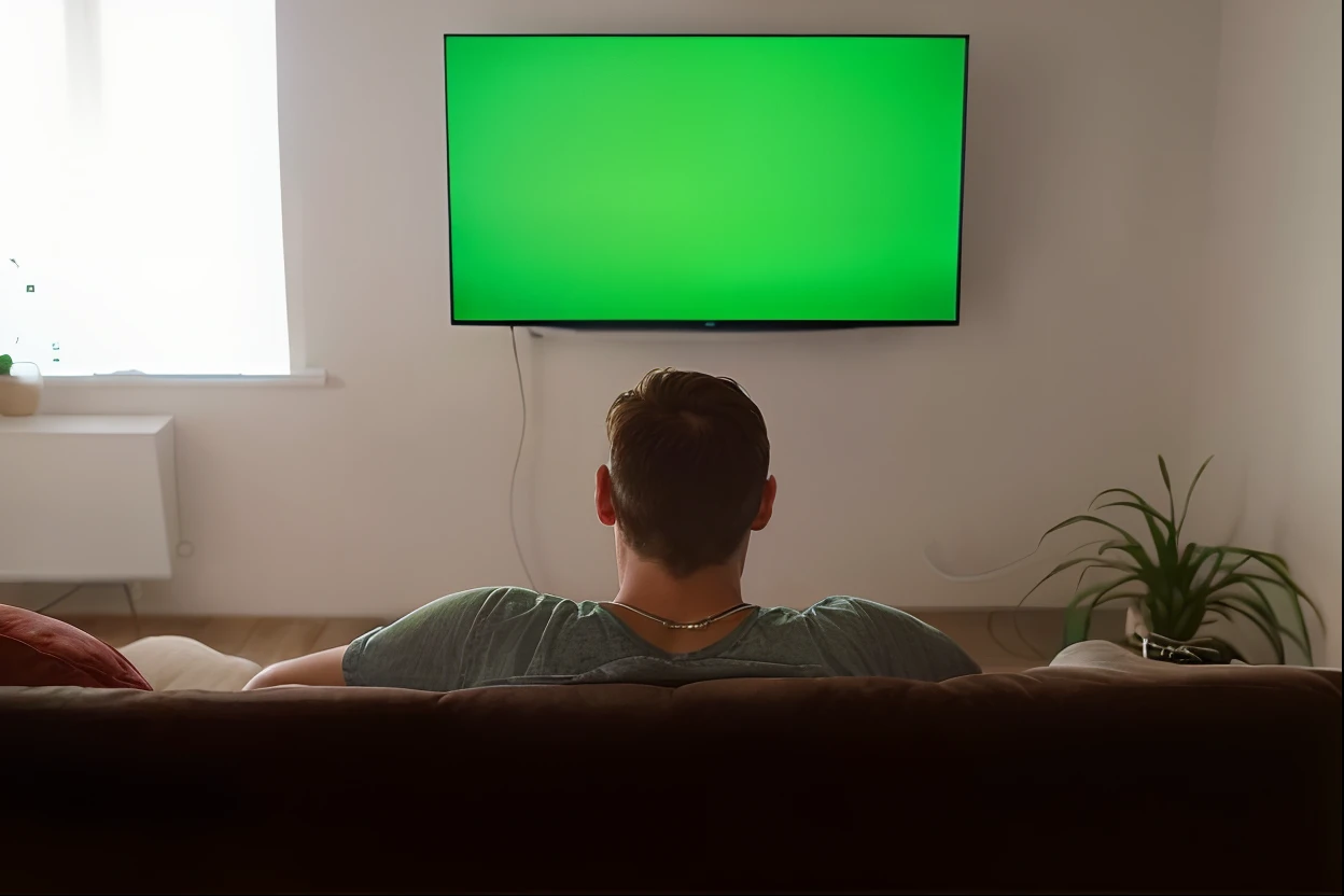 Man sitting on a sofa watching television with a green screen, Assistir TV, homem sentado de frente para longe, it is visibly angry at the tv, Television, television show, Films, sentado em um lounge, TV ainda quadro, pexels, um verde, sitting on a couch, Filmes, television still, Televisores, Pixabay, Reality show