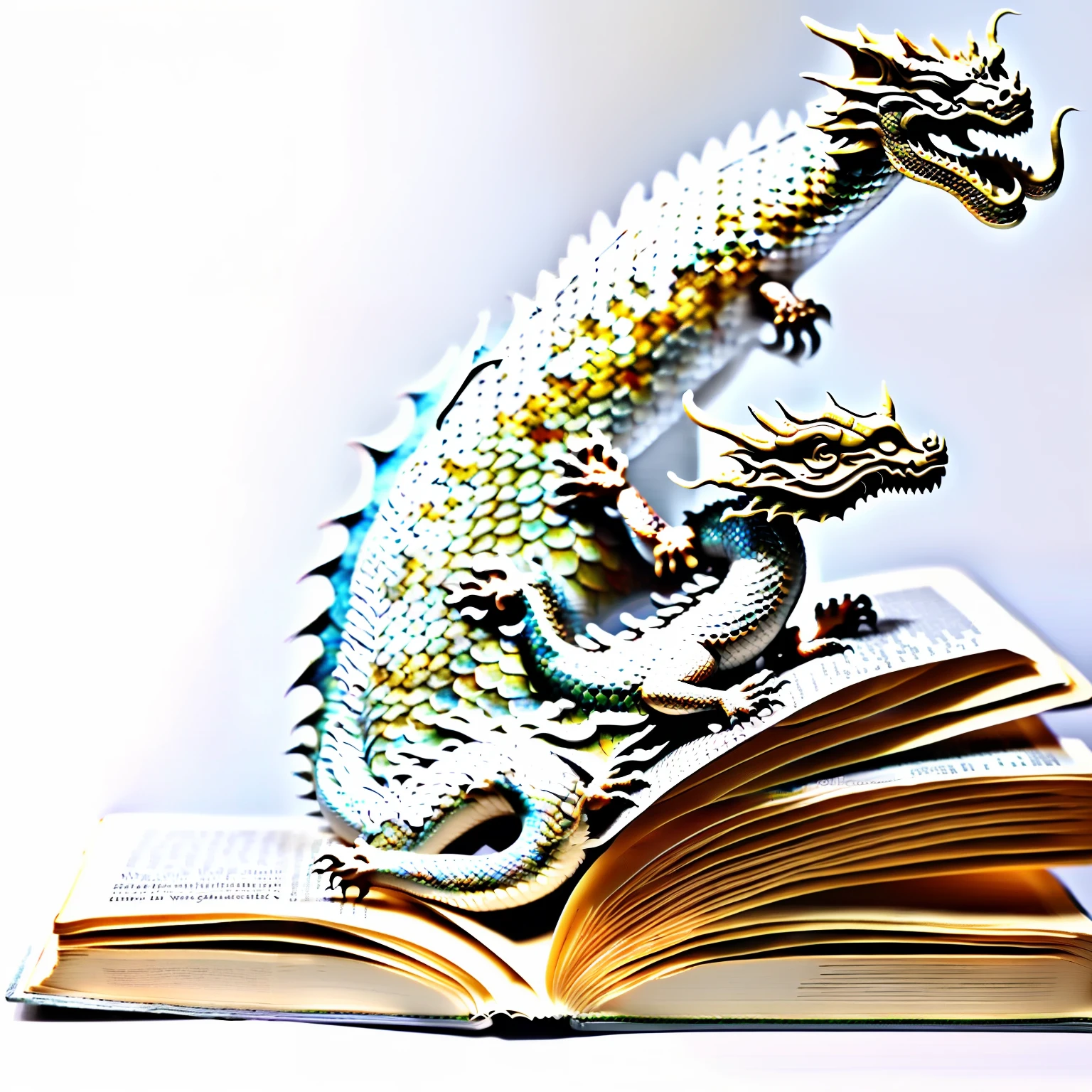 dragon vibrant scales, with books, [(WHITE BACKGROUND:1.5),::5