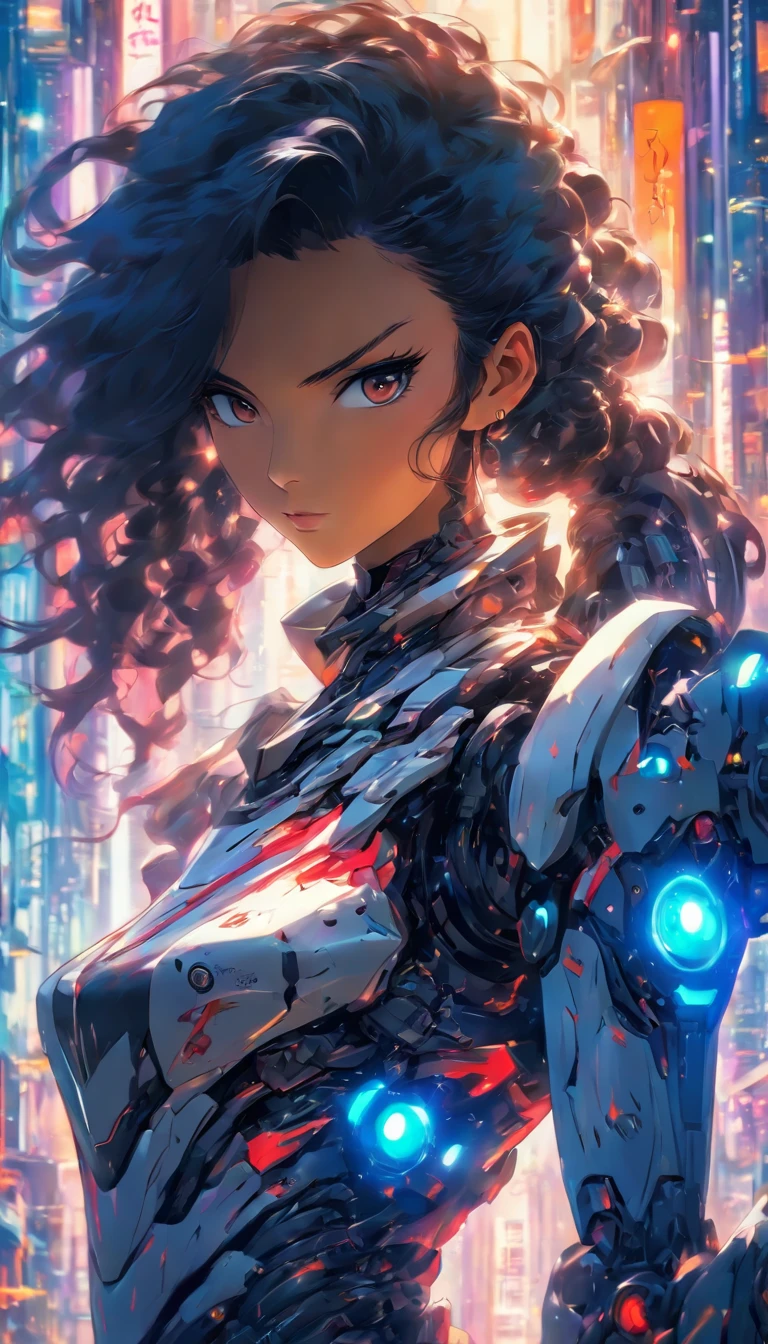 (anime), best quality, (masterpiece:1.4), (high quality:1.4), sharp focus, <lora:hyperdenoiser_v090:0.5>, <lora:hyperrefiner_v090:0.5>, <lora:add_detail:0.3>, 4k, absurd resolution, detailed hands, <lora:sd15_lora_beta:0.4>, <lora:ETO_OC:0.2> ETO-OC, <lora:ETO_OCC006:0.5>, ETO_OCC, (curly hair:1.3), (long hair), (black hair:1.5), thick eyebrows, pale skin, (plump:1.1), 1girl, (smiling:1.1), looking at viewer, mature female, smug, (seductive smile:1.4), (parted bangs:1.8), BREAK <lora:CircuitryTech-20:0.75> (((circuitrytech, scifi, cables, cmos circuitry, armor, full body, neon lights, glowing))), (Resting on a bench in a park, leaning back with hands behind the head, enjoying the moment,), <lora:rainbow:0.3> rainbow, iridescent, (Energy:1.4), glowing, <lora:ä¸å½©ç»«colorfulveil:0.3> colorfulveil, colorful, <lora:glowingveins-nvwls-v1:0.5> glowingveins,
