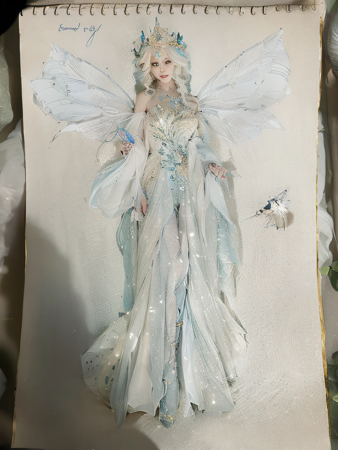 drawing of a fairy with a bird on her shoulder, detailed full body concept, detailed but rough, portrait of a fairy, fantasy drawing, full body concept, old sketch, faerie, full body portrait of a short!, astral fairy, smiling as a queen of fairies, full body picture, insect trainer girl, study of a flower fairy, beautiful adult fairy