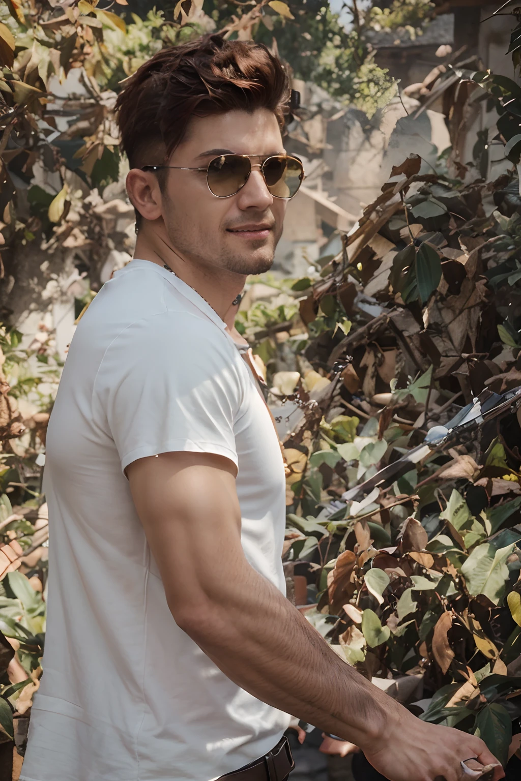 1 man, handsome, with short red hair and a white shirt, grin, handsome guy in demon slayer art, guilty gear strive graphics, realistic, dynamic pose, realistic, detailed and correct facial structure, blades ornaments, attractive, slightly muscular, cinematic lighting, unreal engine, trending on ArtStation, intricate details, masterpiece, best quality, by Irakli Nadar, Greg Rutkowski,(((best quality))),(((ultra detailed))),(((masterpiece)))