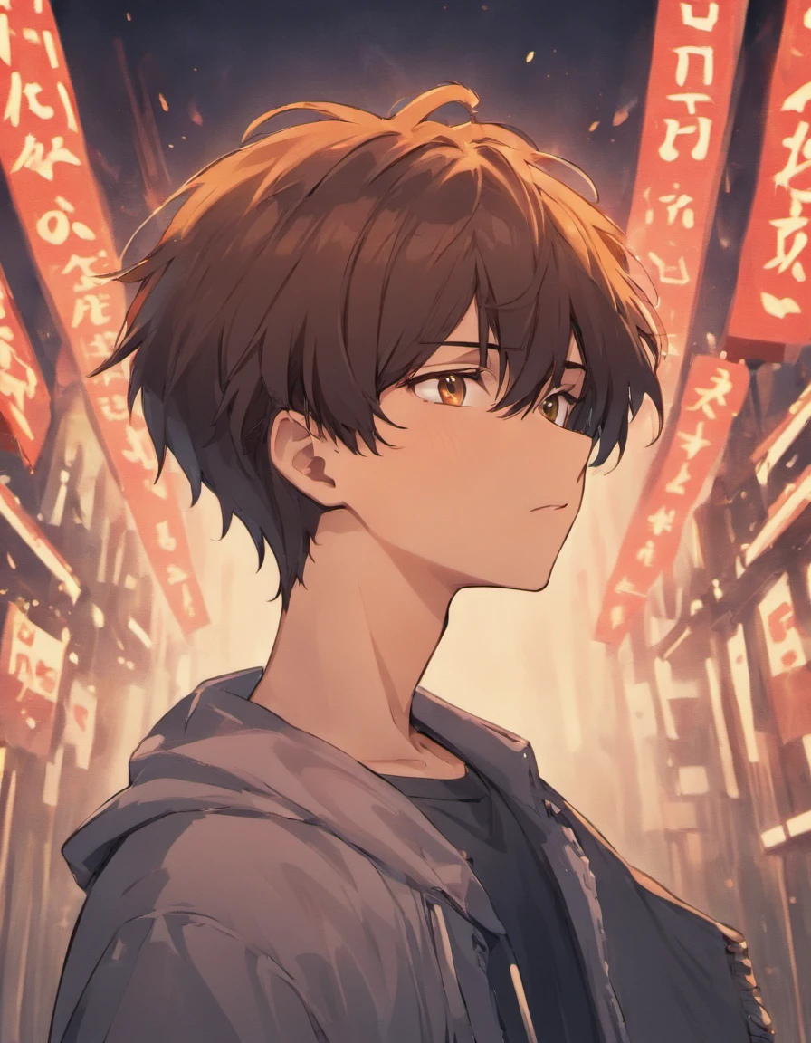 brunette boy anime short hair american