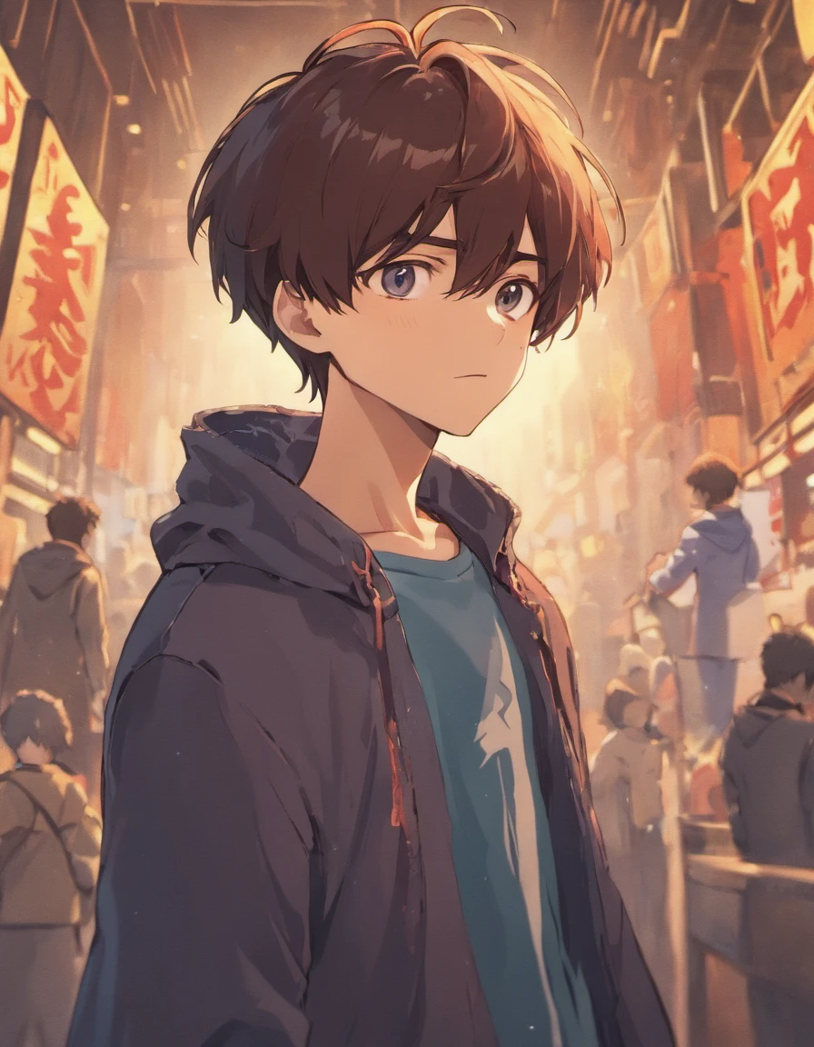 brunette boy anime short hair american