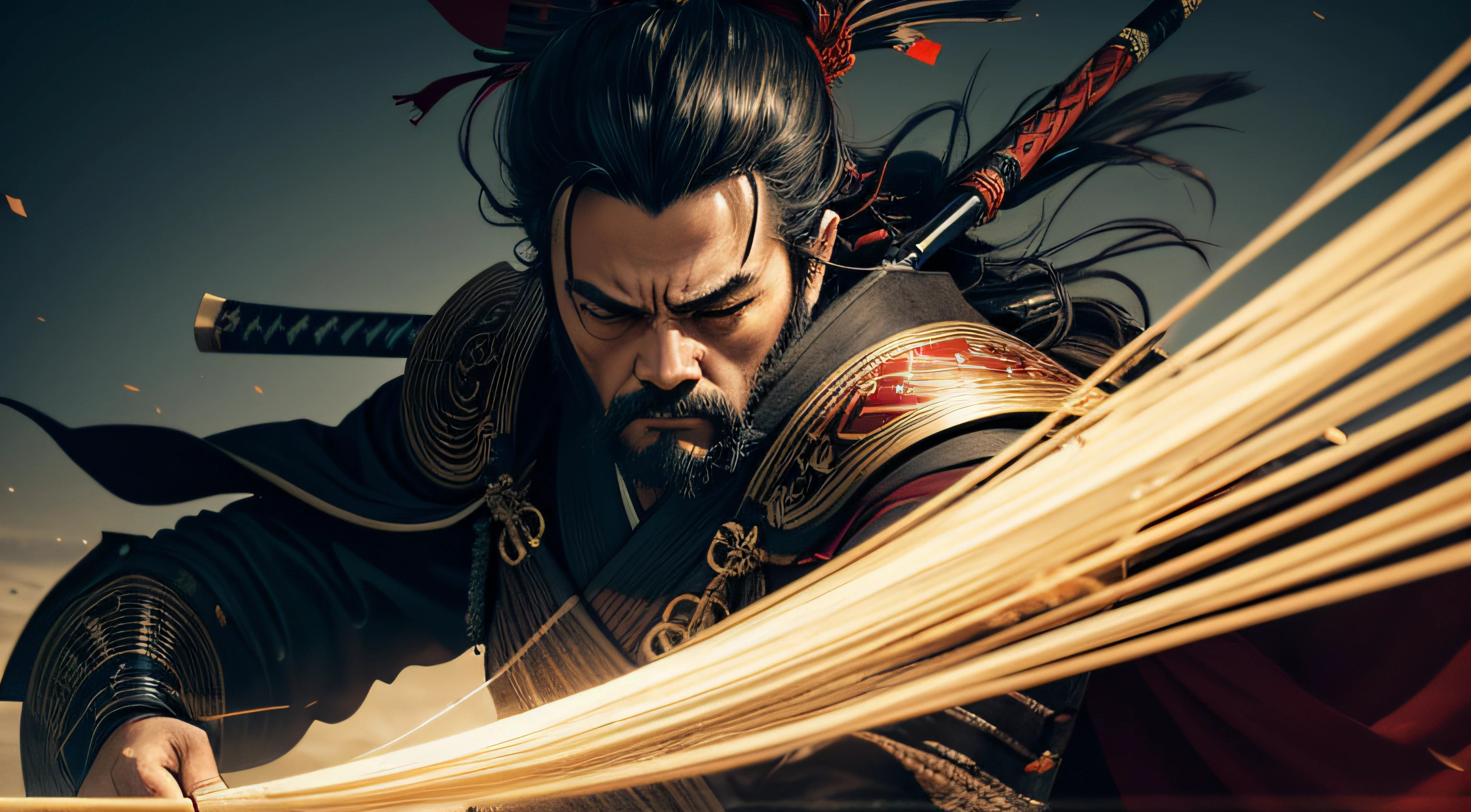 imagem arafed de um homem com uma roupa preta segurando uma espada, Ronin, hq 4k papel de parede, inspired by Kanō Sanraku, Miyamoto Musashi, 4K HD papel de parede ilustrativo, inspired by Kanō Hōgai, papel de parede 4k, papel de parede 4K, cinematic 4k wallpaper, cinematic wallpaper 4k