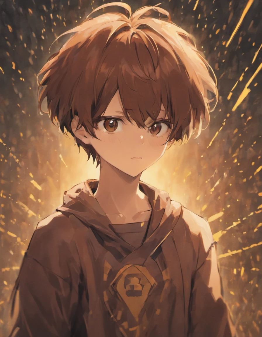 boy, short hair, brown color, spiky hair, anime