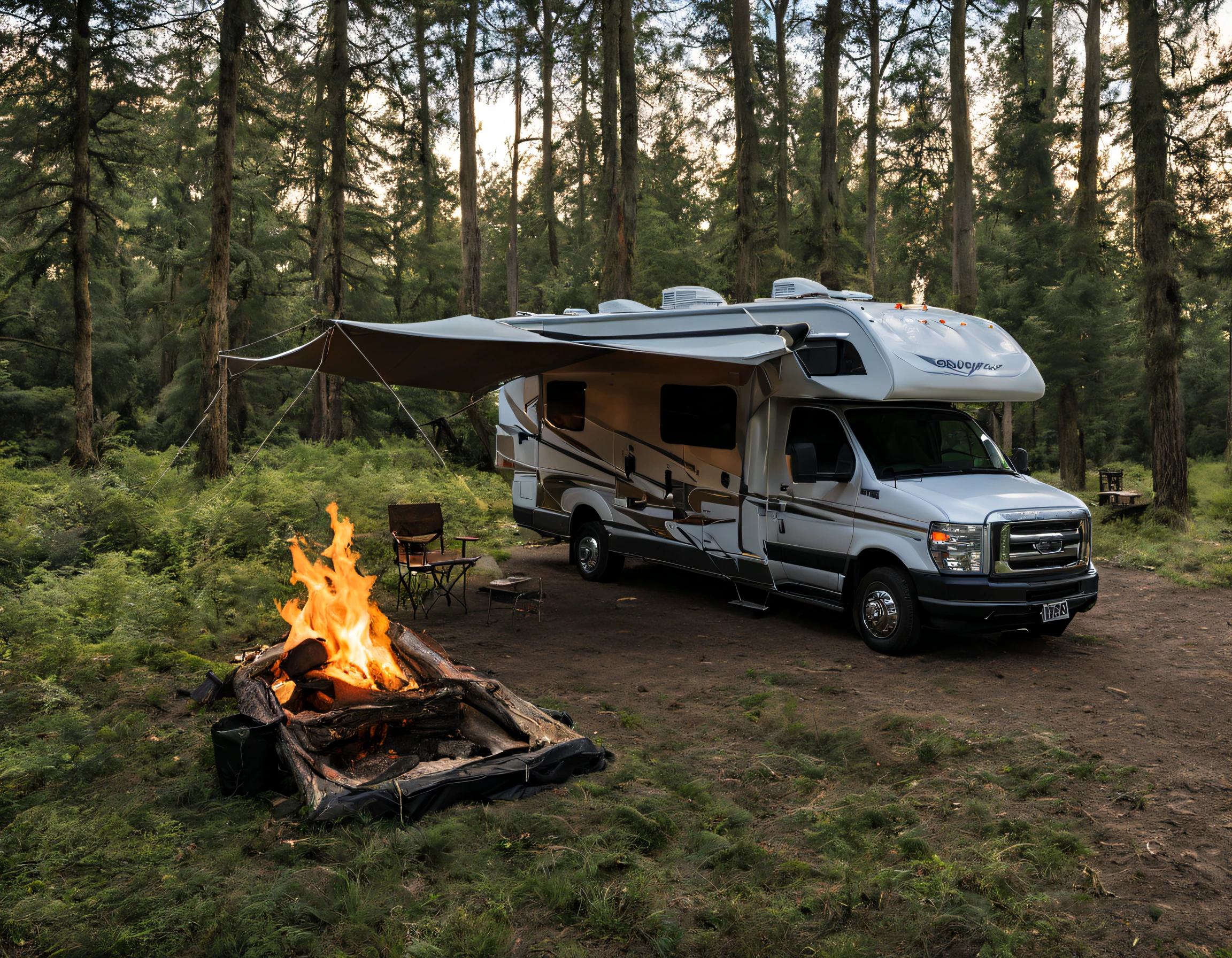 RV,An RV,Campervan, Solo, campfires, Tarp tent, bonfires,