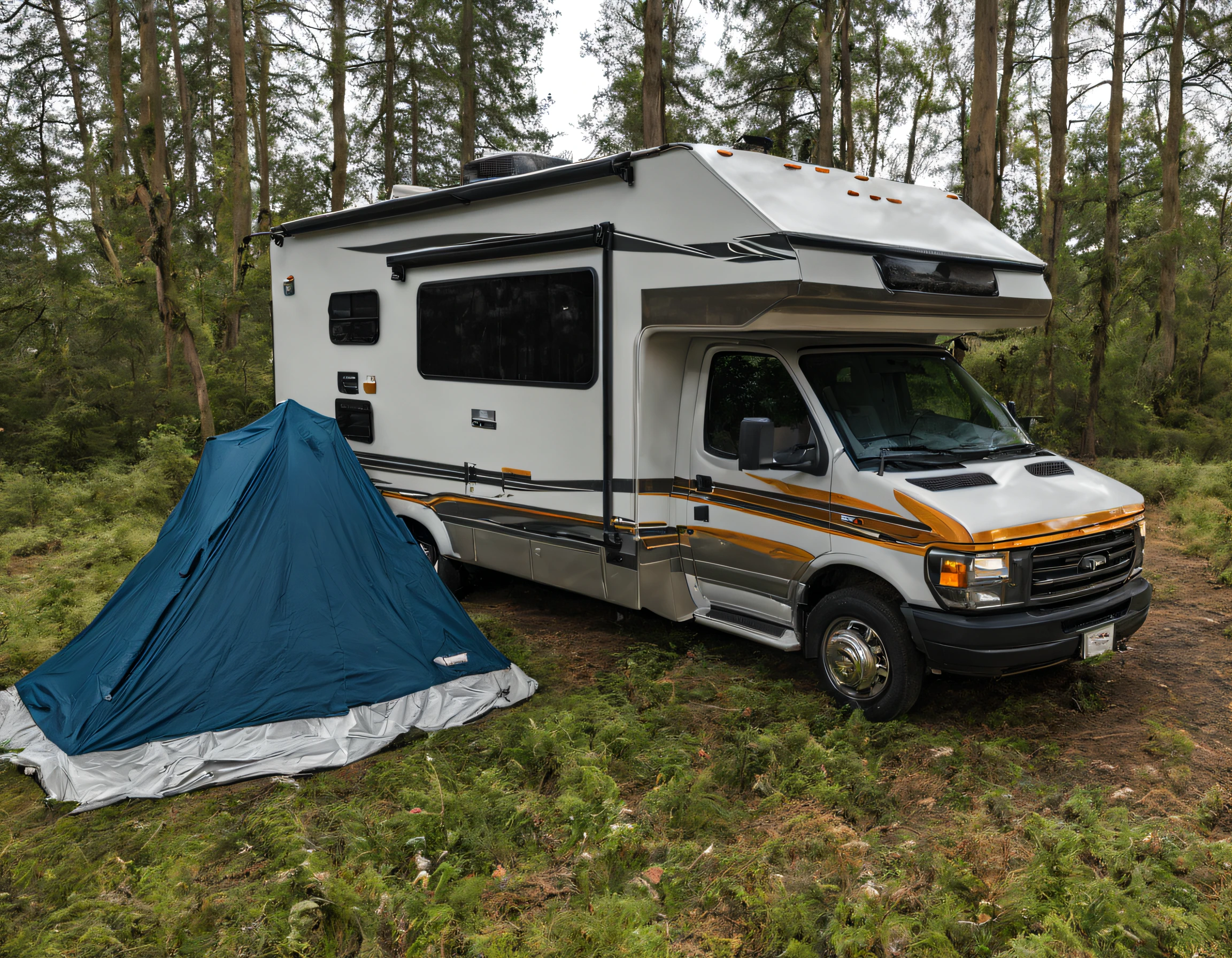 RV,An RV,Campervan, Solo, campfires, Tarp tent, bonfires,