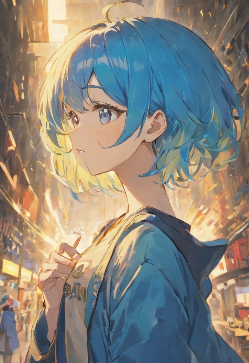 Blue-haired,Her eyes are golden,twinks,Adonis